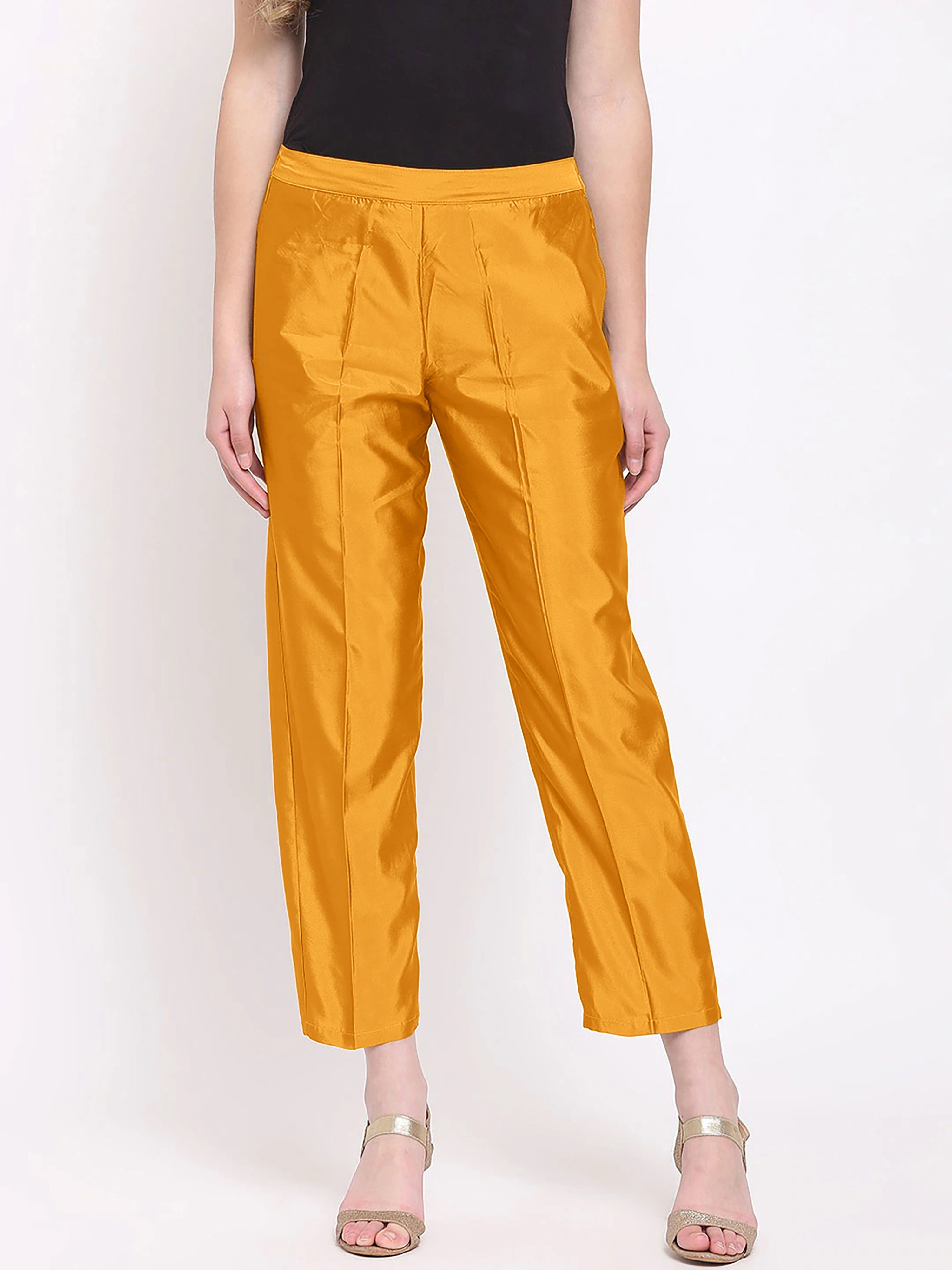 Taffeta Silk Pant-Yellow-32 (L)-2