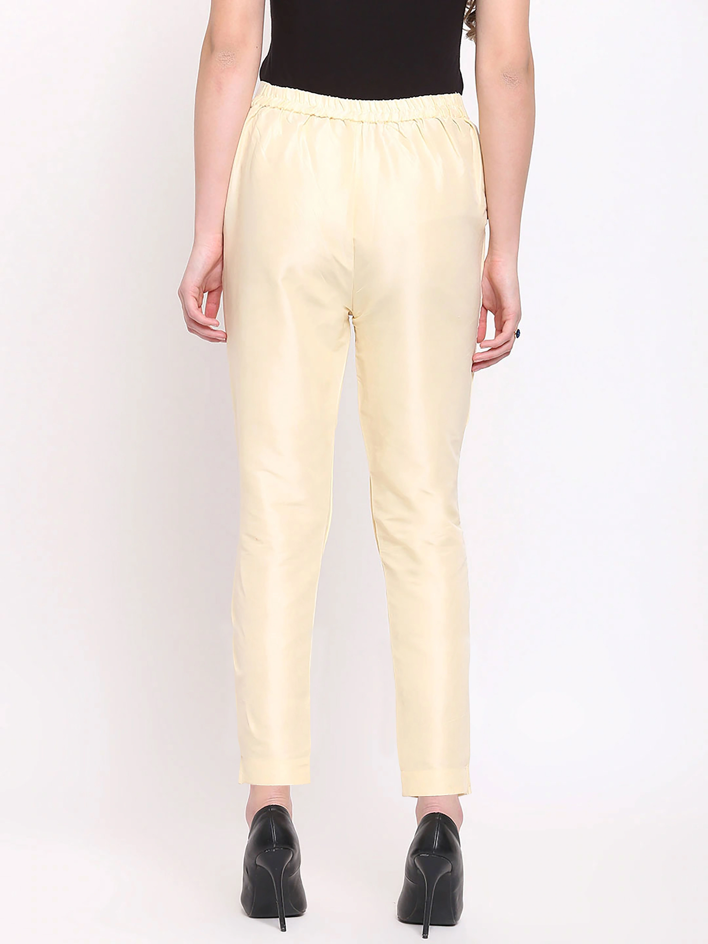 Taffeta Silk Pant-White-32 (L)-2