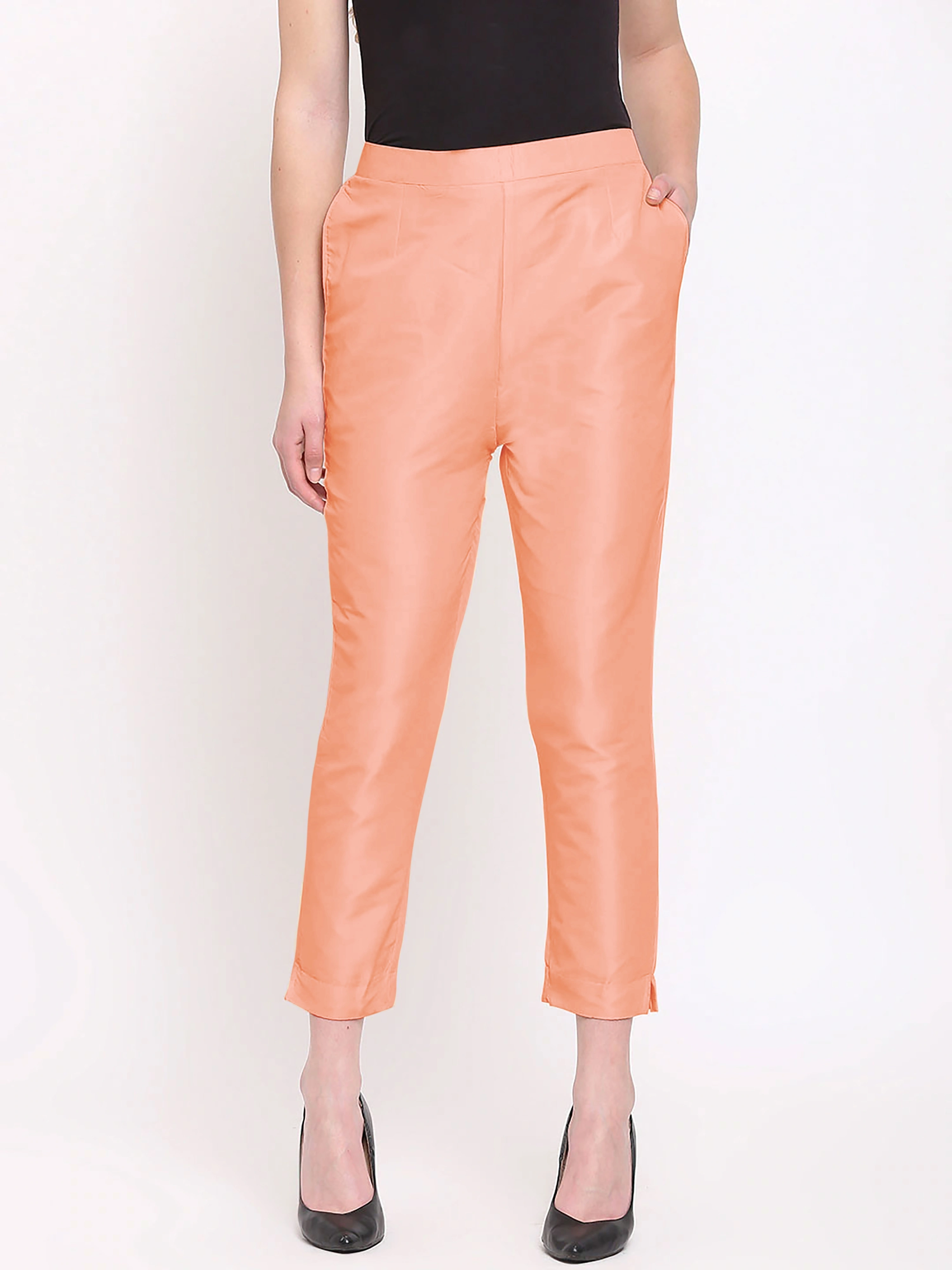 Taffeta Silk Pant-Peach-32 (L)-2