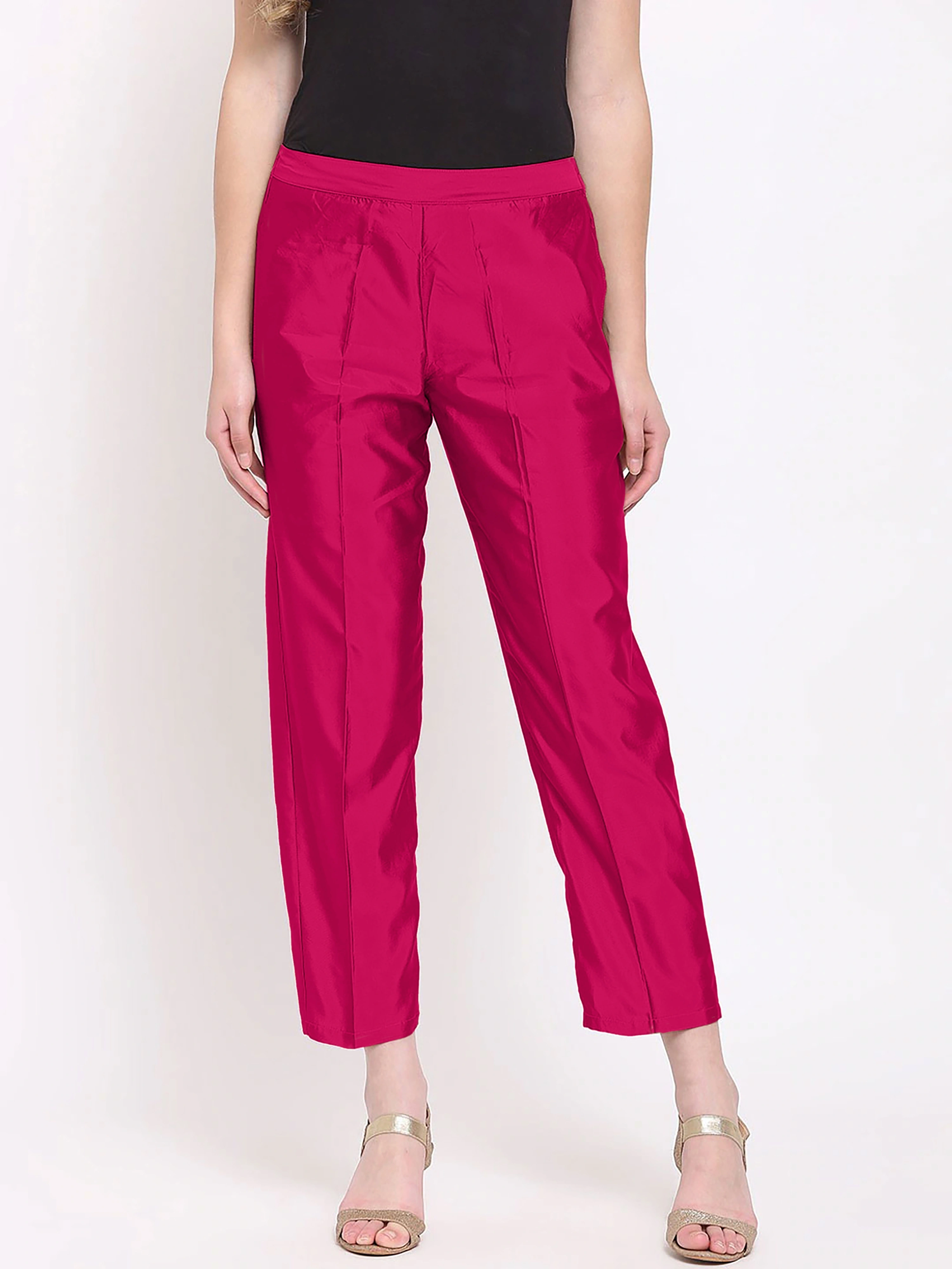 Taffeta Silk Pant-Magenta-32 (L)-2