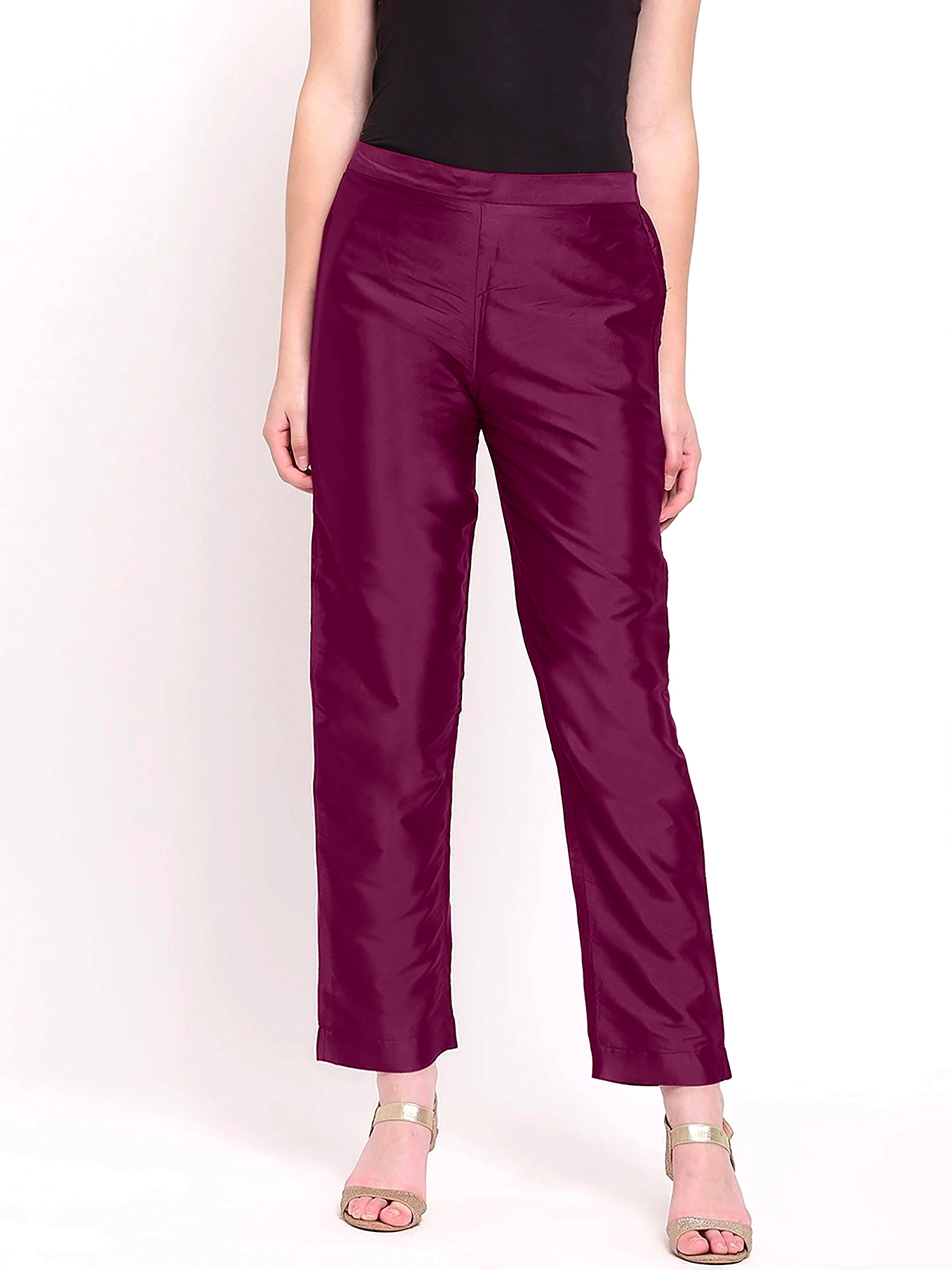 Taffeta Silk Pant-Wine-40-42 (4XL)-2