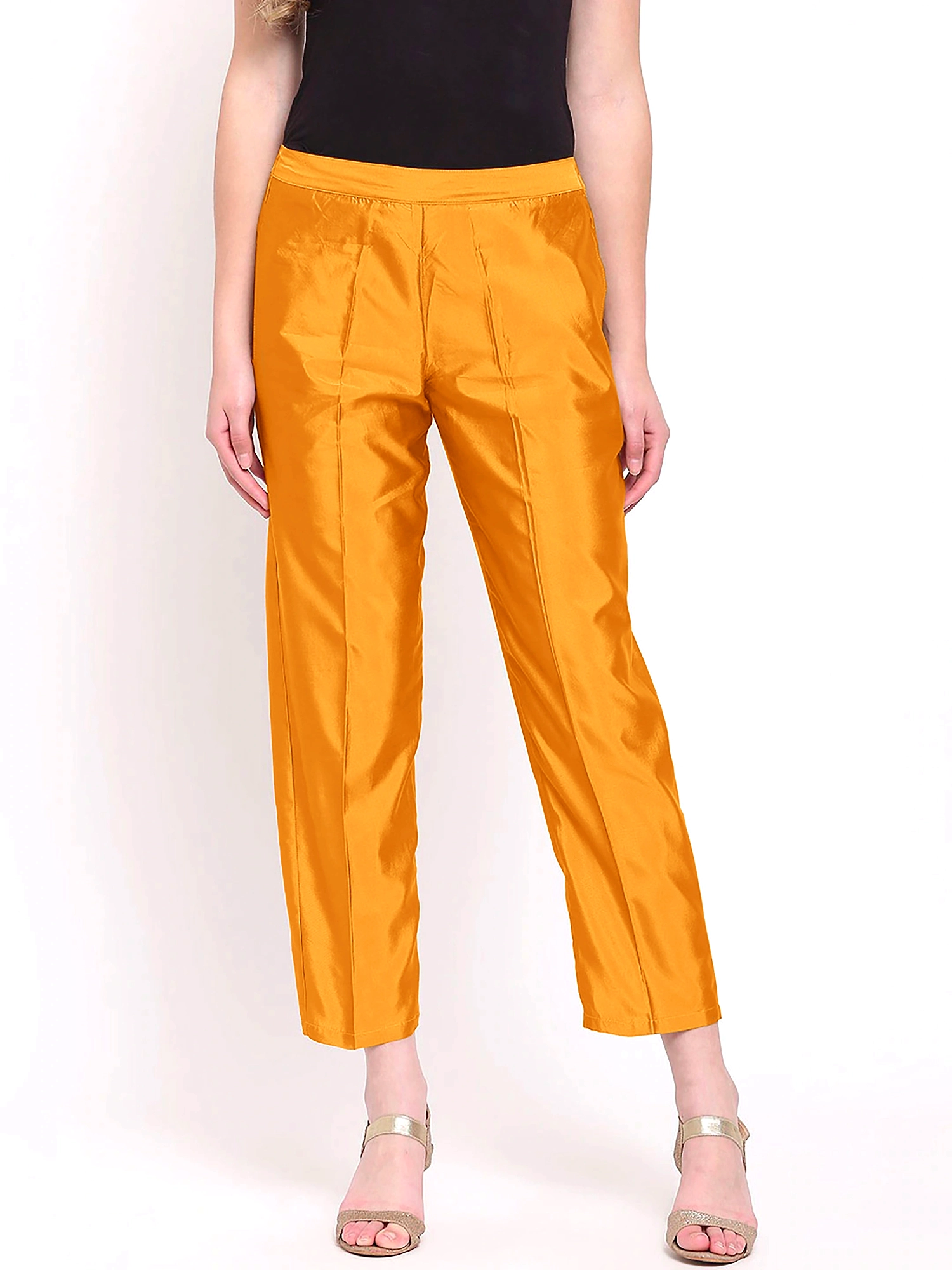 Taffeta Silk Pant-Yellow-40-42 (4XL)-2