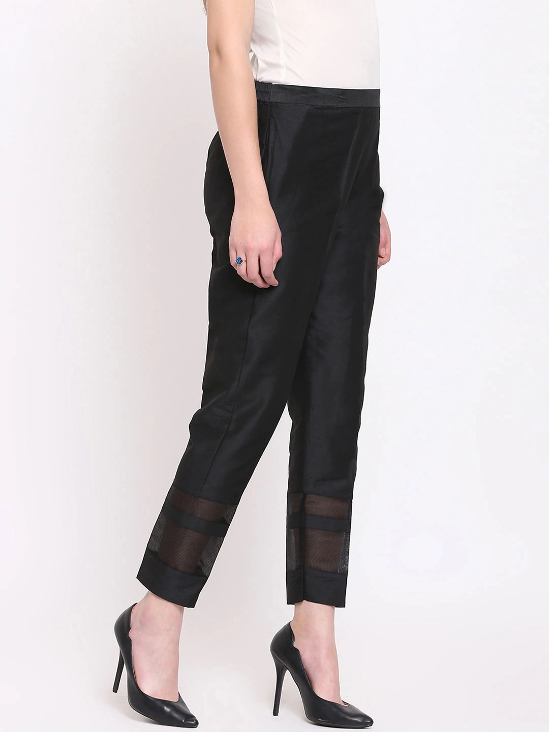 Stripe Silk Pant-32 (L)-Black-1