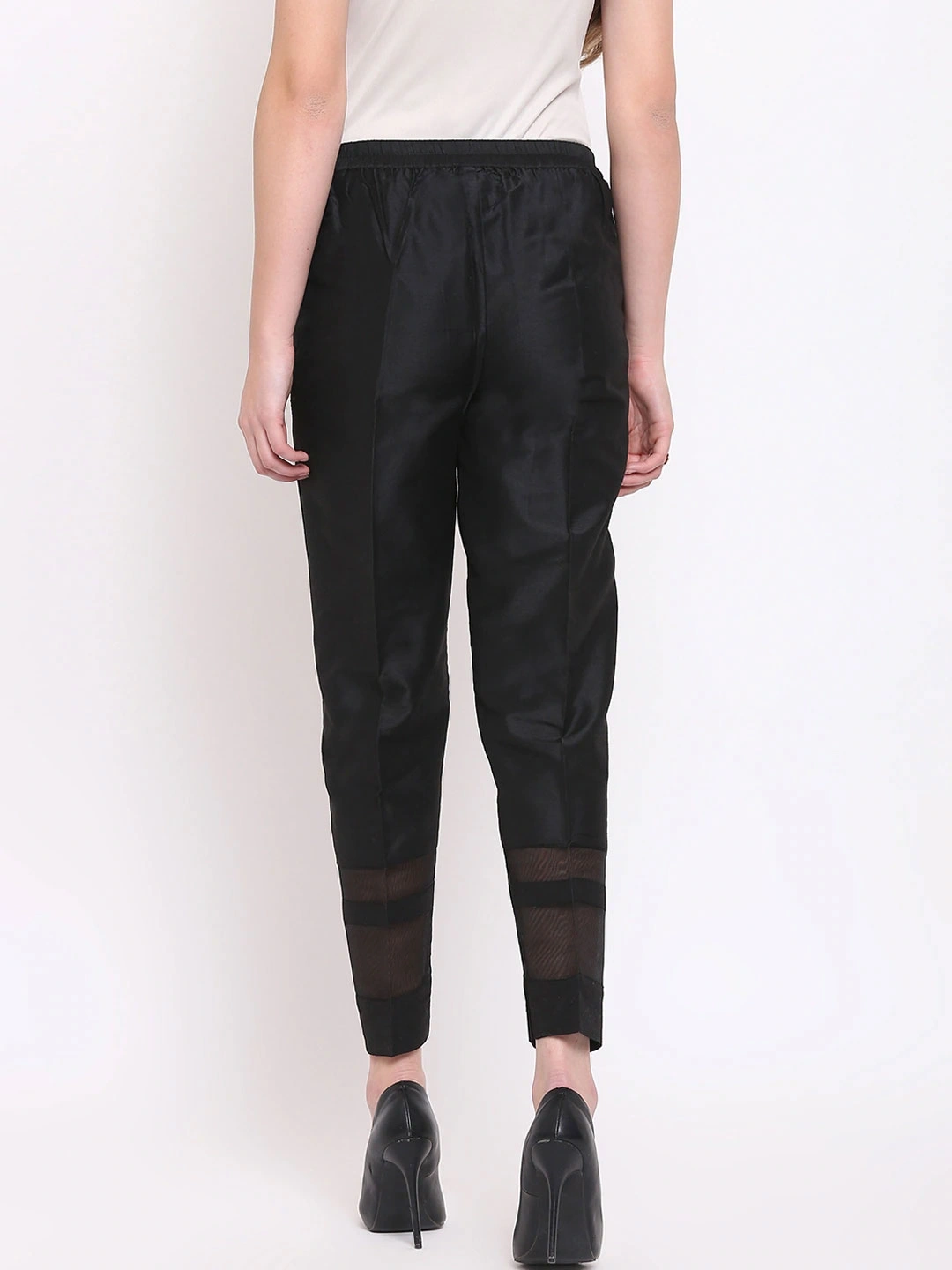 Stripe Silk Pant-32 (L)-Black-3