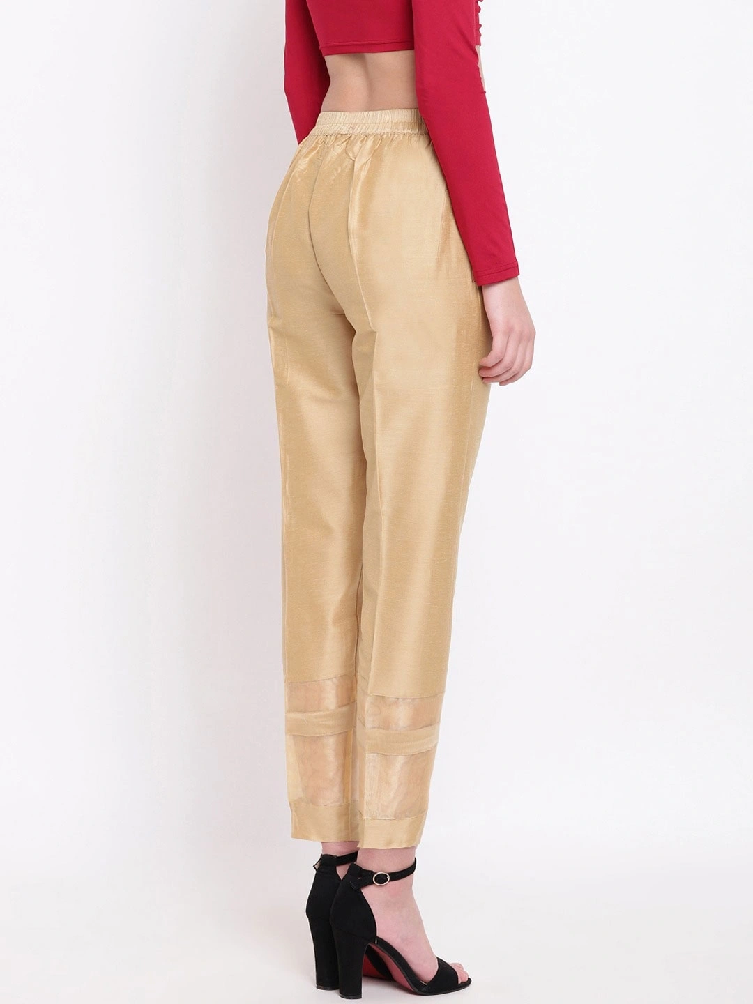 Stripe Silk Pant-Golden-32 (L)-3