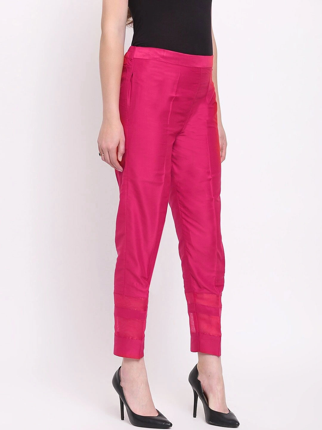 Stripe Silk Pant-Magenta-32 (L)-1