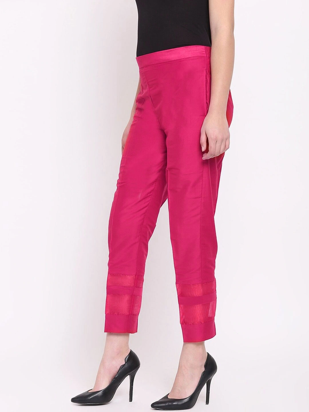 Stripe Silk Pant-Magenta-32 (L)-2