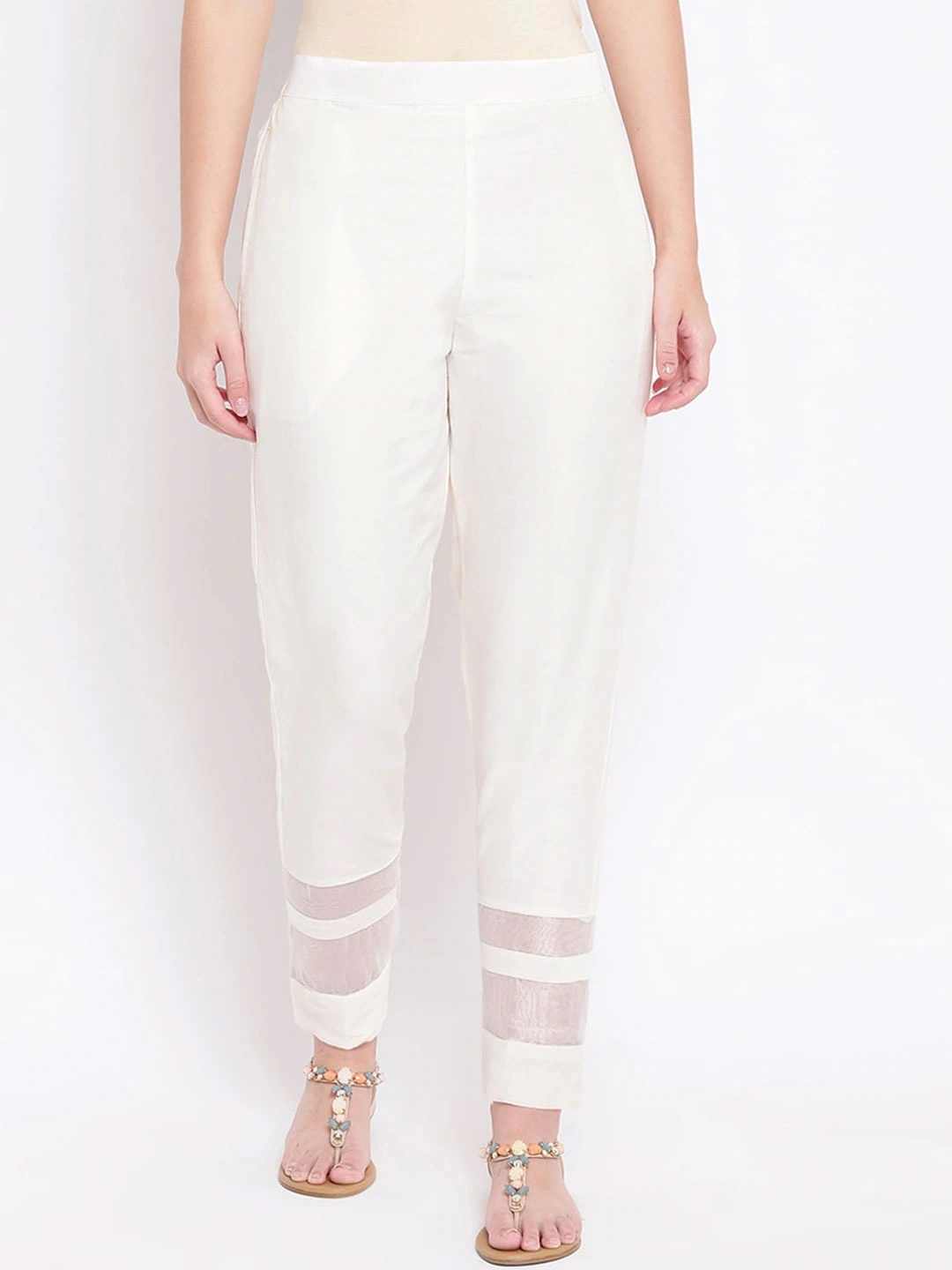 Stripe Silk Pant-White-32 (L)-2