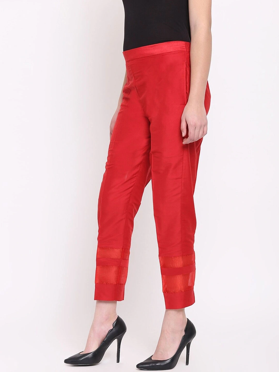 Stripe Silk Pant-Red-32 (L)-2