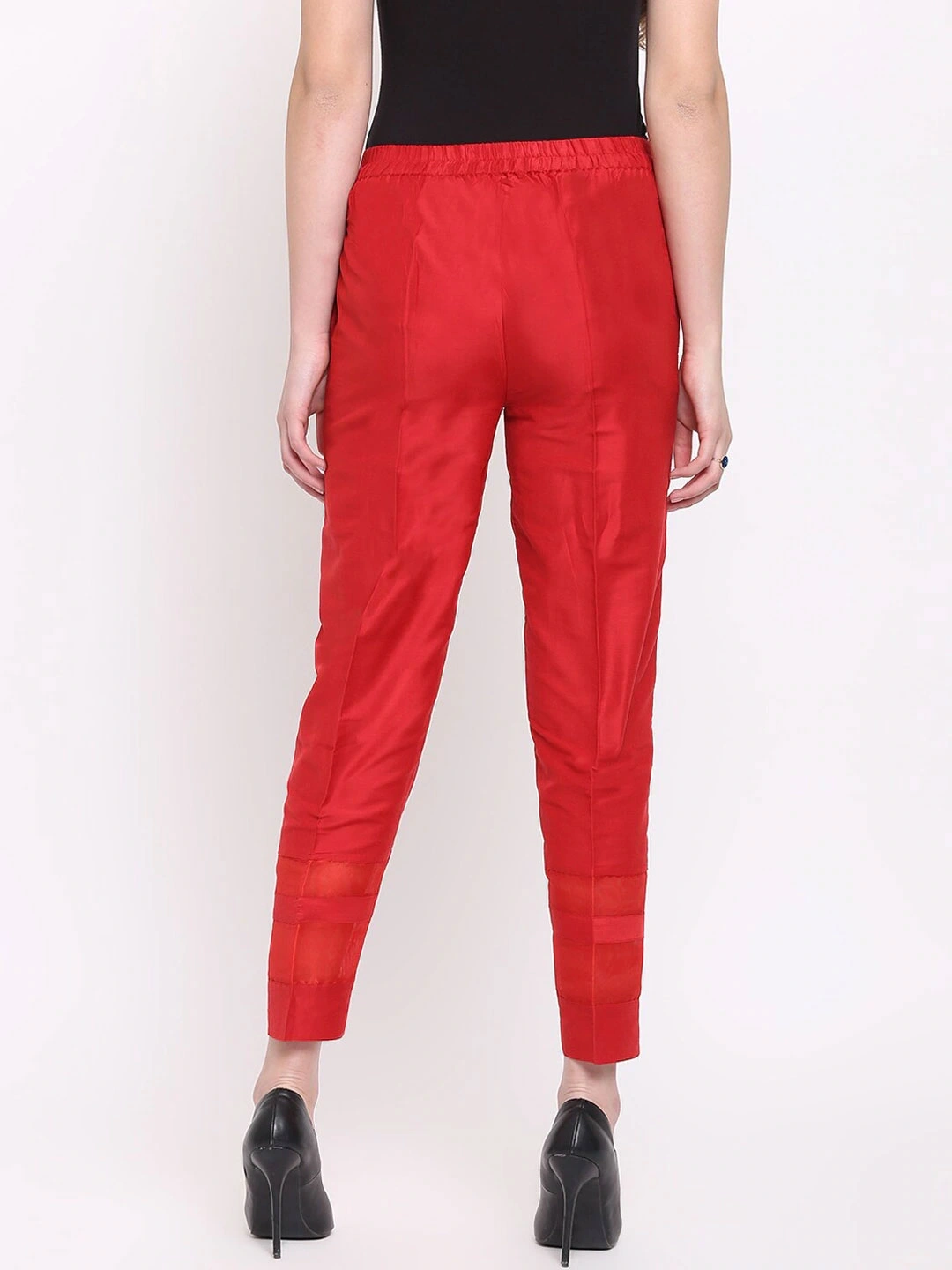 Stripe Silk Pant-Red-32 (L)-3