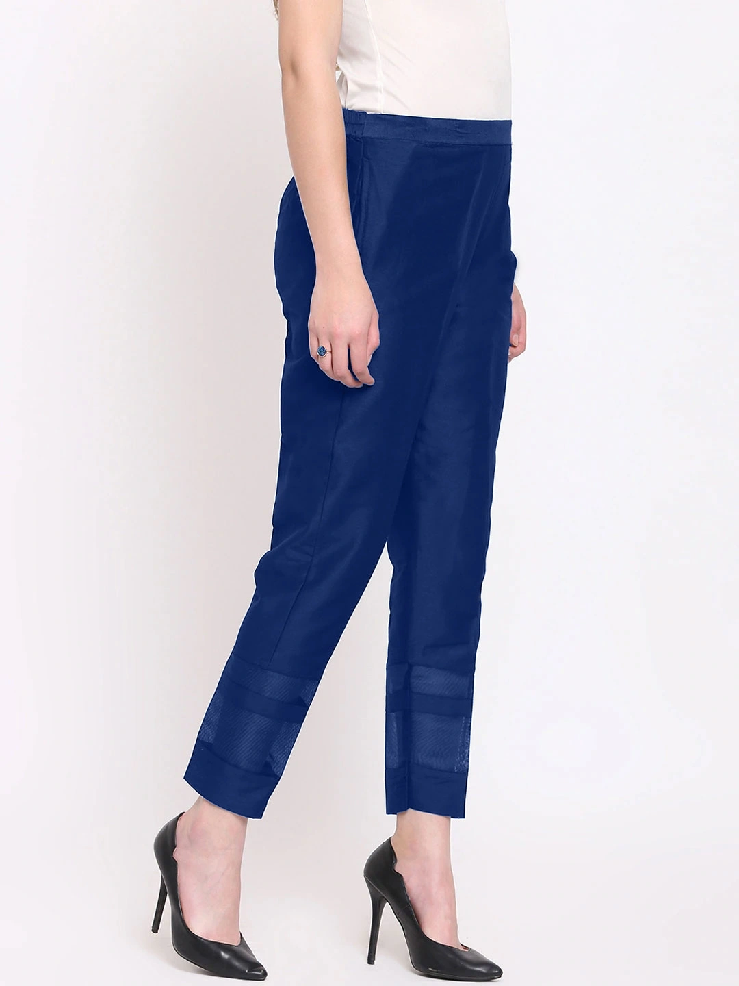 Stripe Silk Pant-Blue-34 (XL)-1