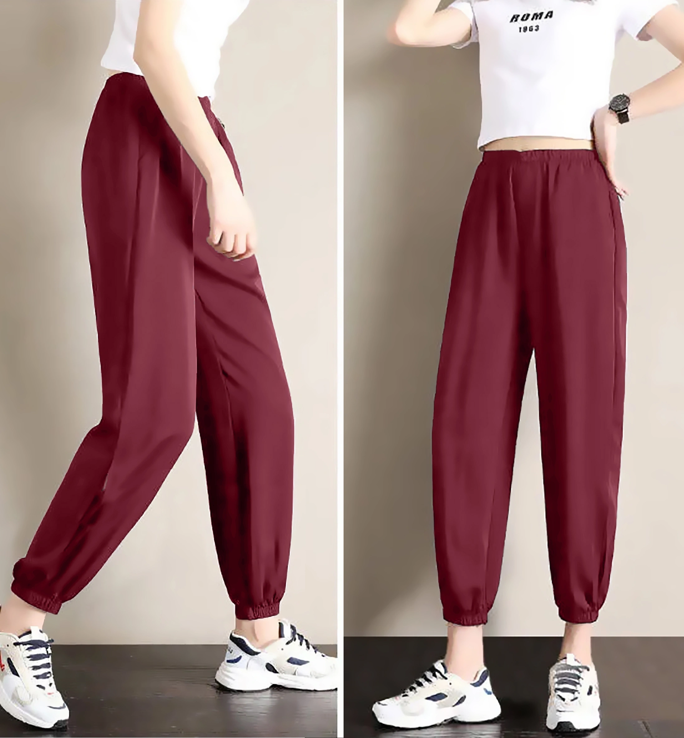 Slit Jogger-30-32 (XL)-Burgundy-1