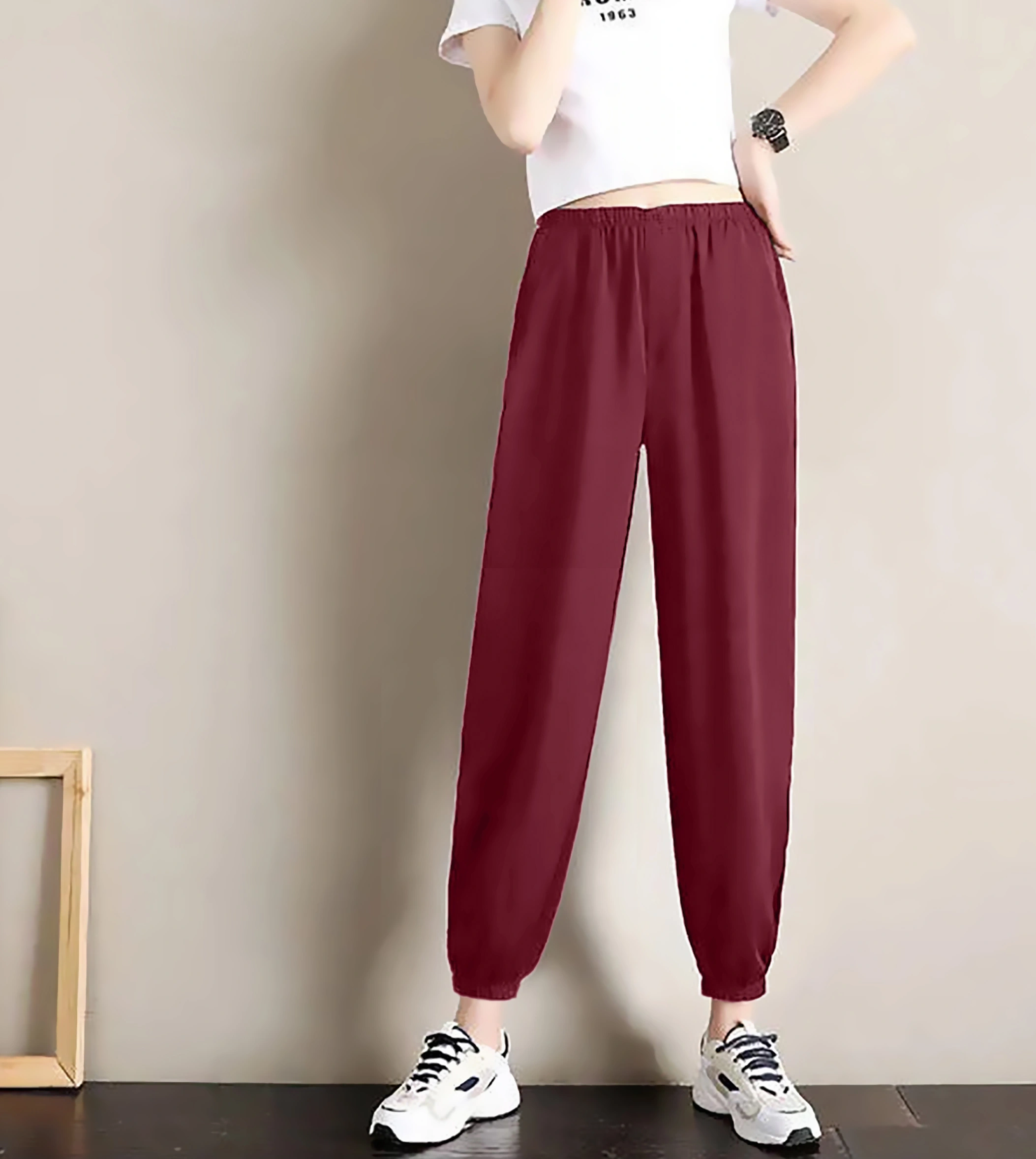 Slit Jogger-30-32 (XL)-Burgundy-2