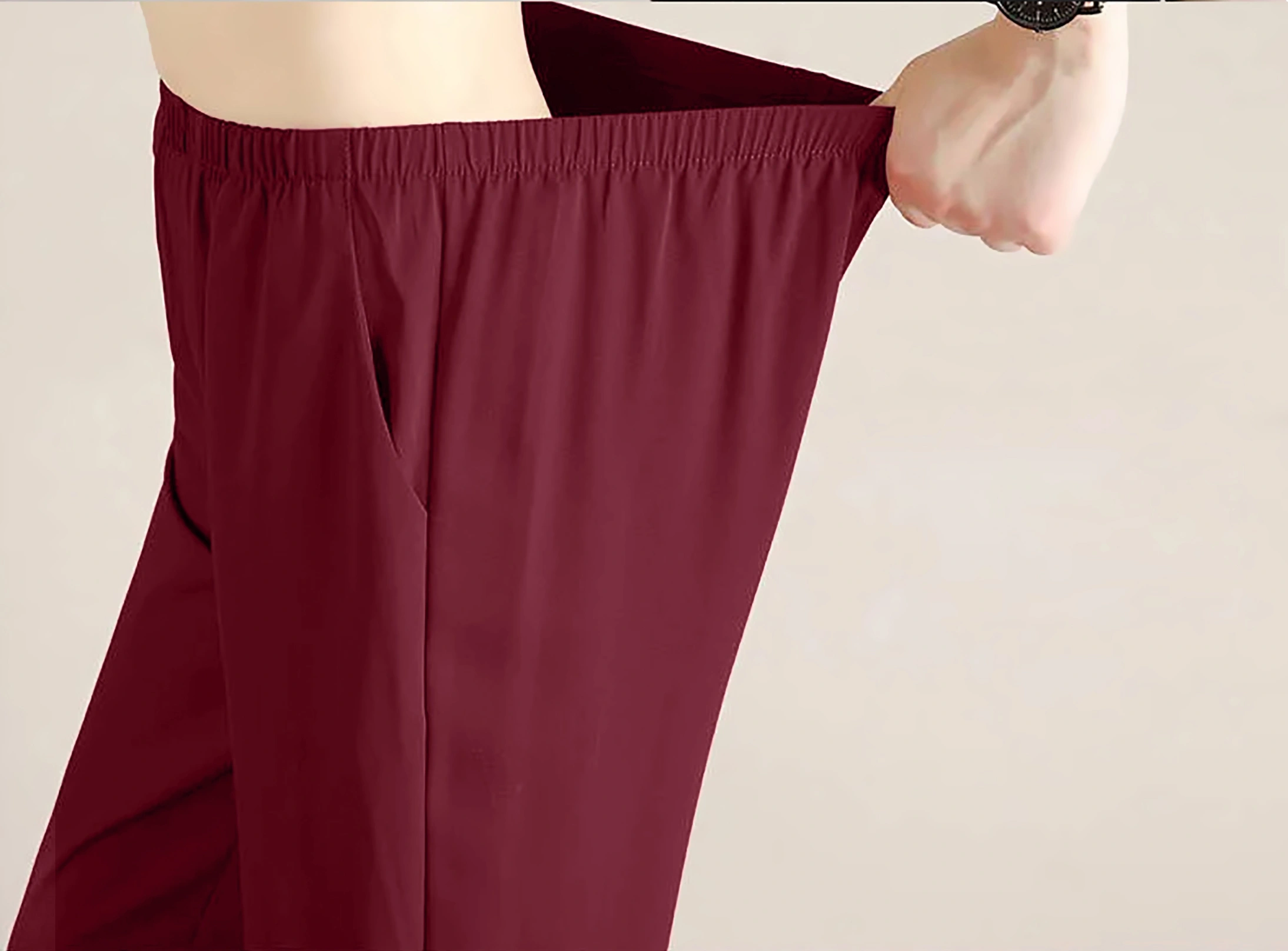 Slit Jogger-30-32 (XL)-Burgundy-4