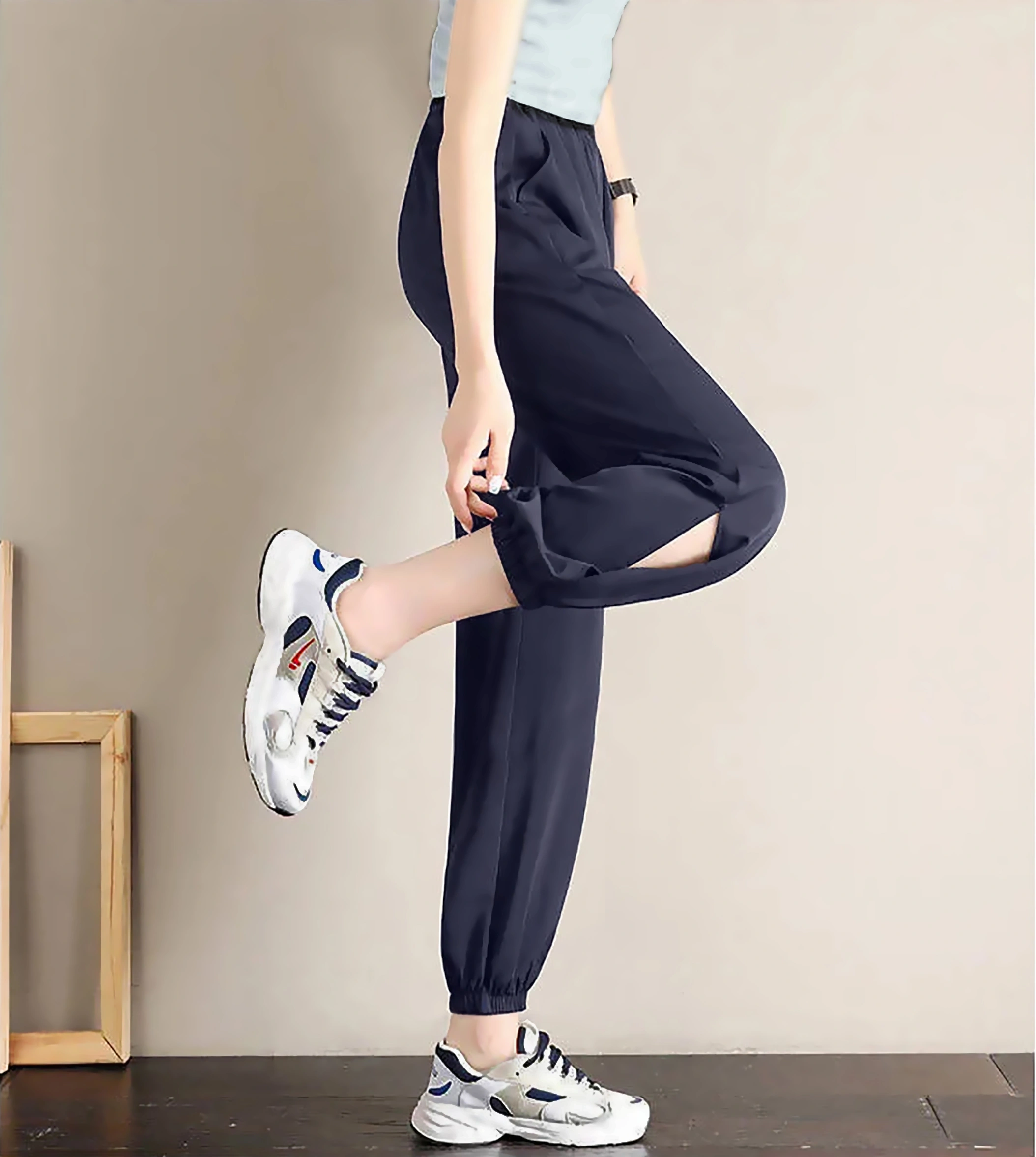 Slit Jogger-30-32 (XL)-Navy-3