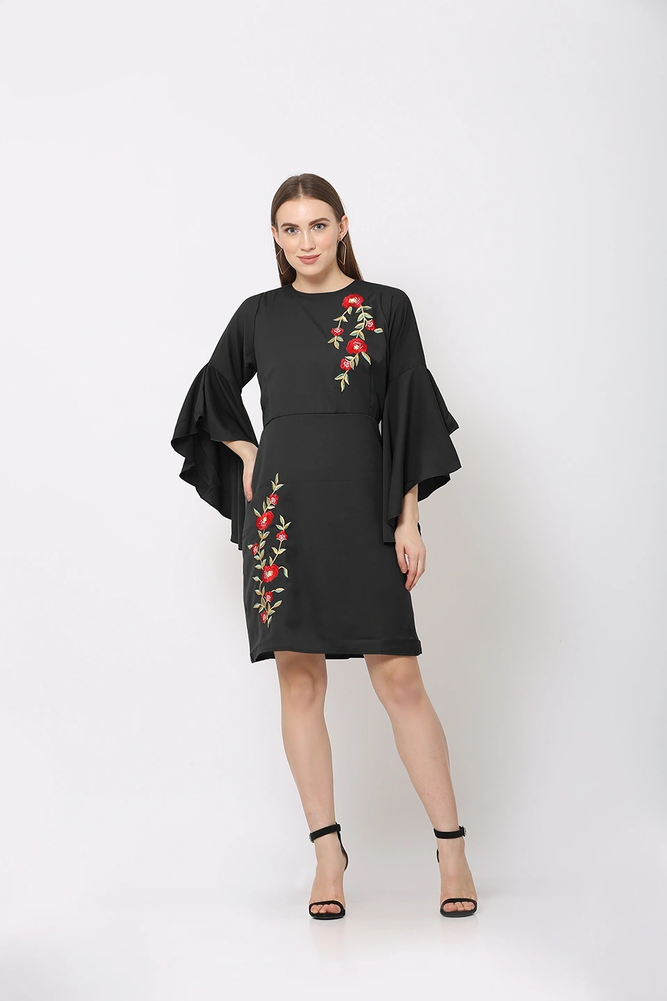 Embroidery Dress-Black-30-32 (XL)-1