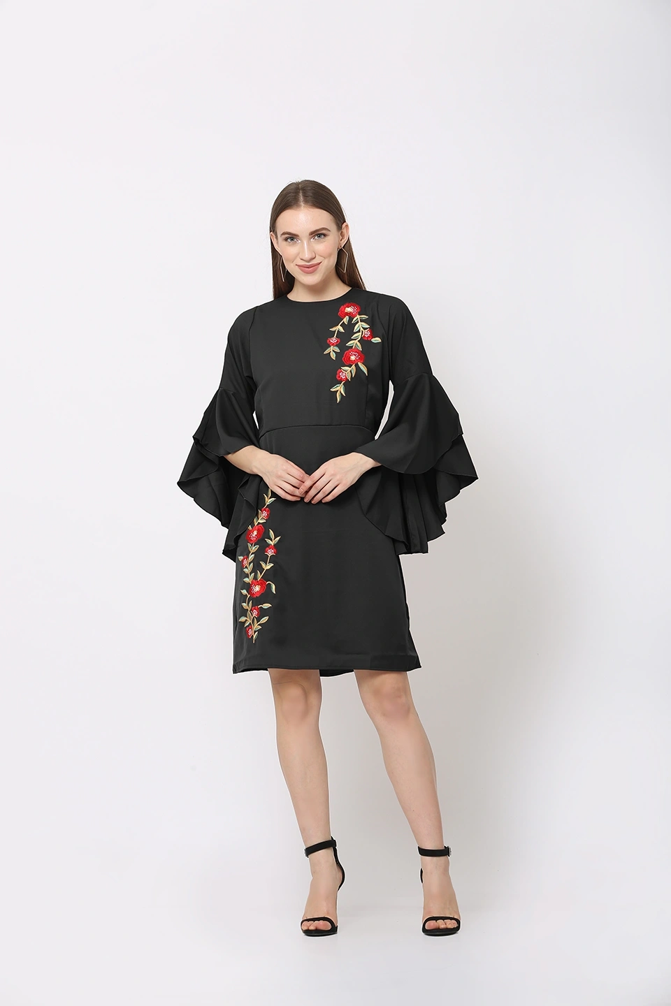 Embroidery Dress-Black-30-32 (XL)-2