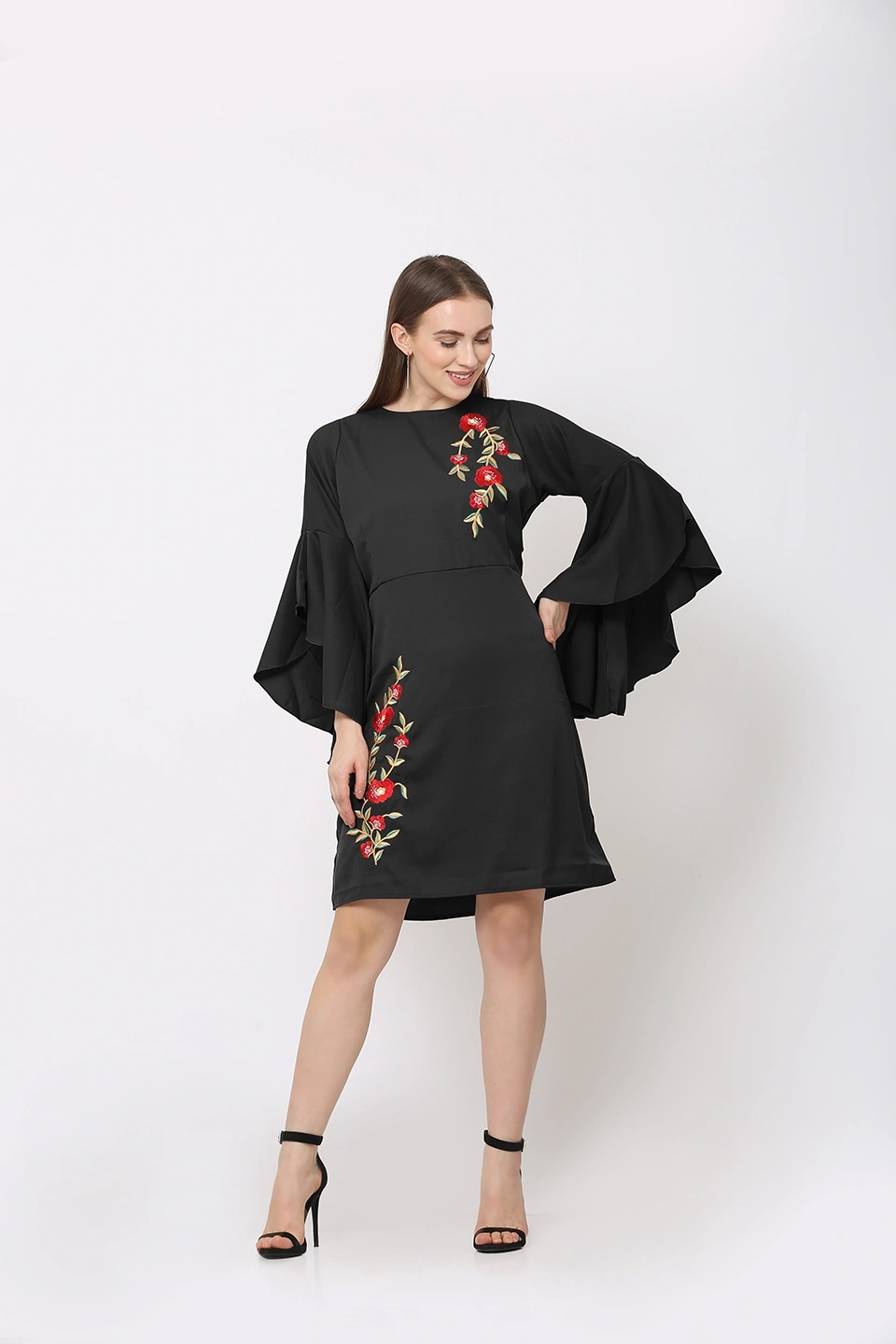 Embroidery Dress-Black-30-32 (XL)-4