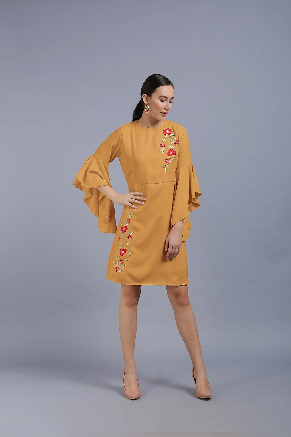 Embroidery Dress-Butterscotch-30-32 (XL)-3