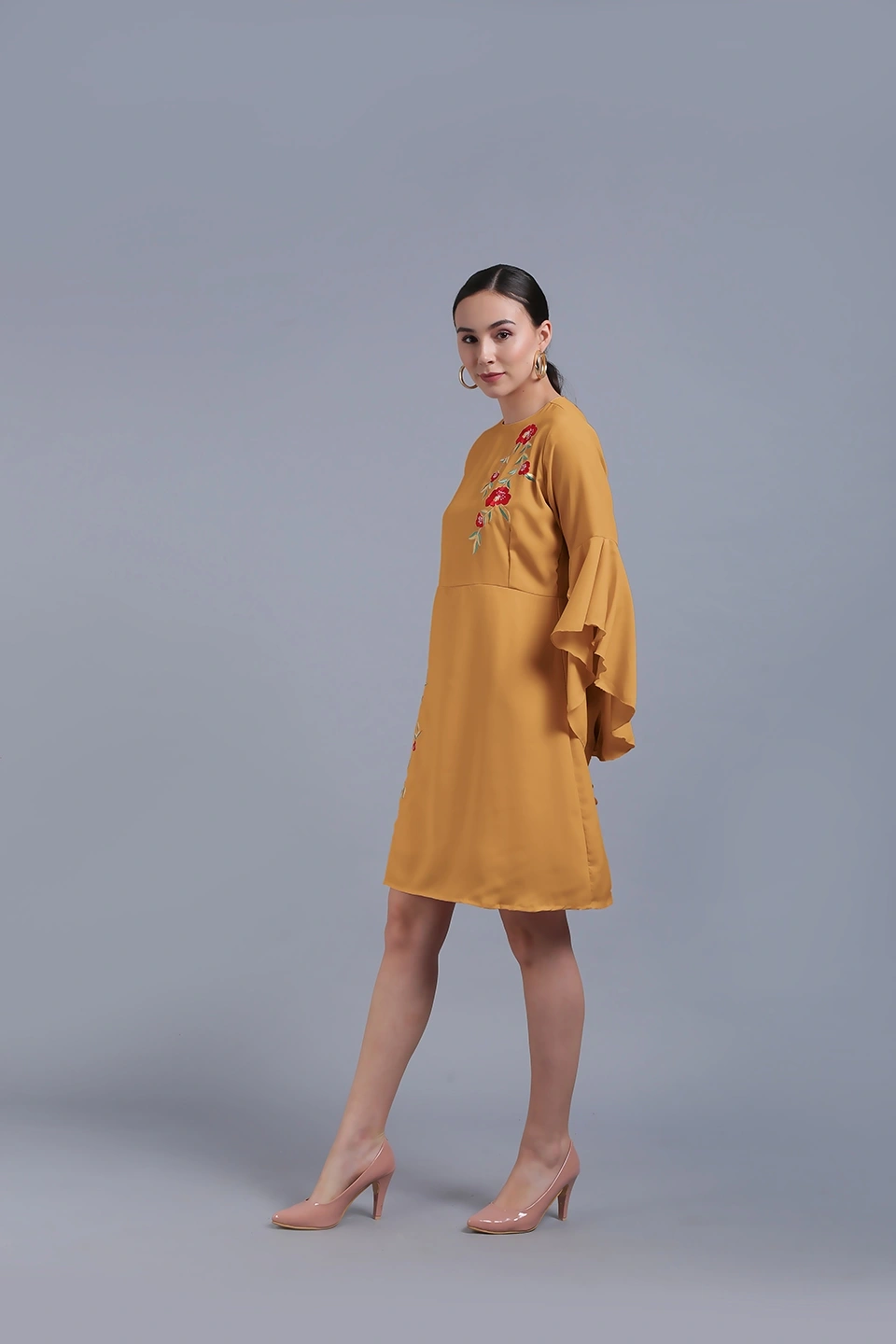 Embroidery Dress-Butterscotch-30-32 (XL)-4