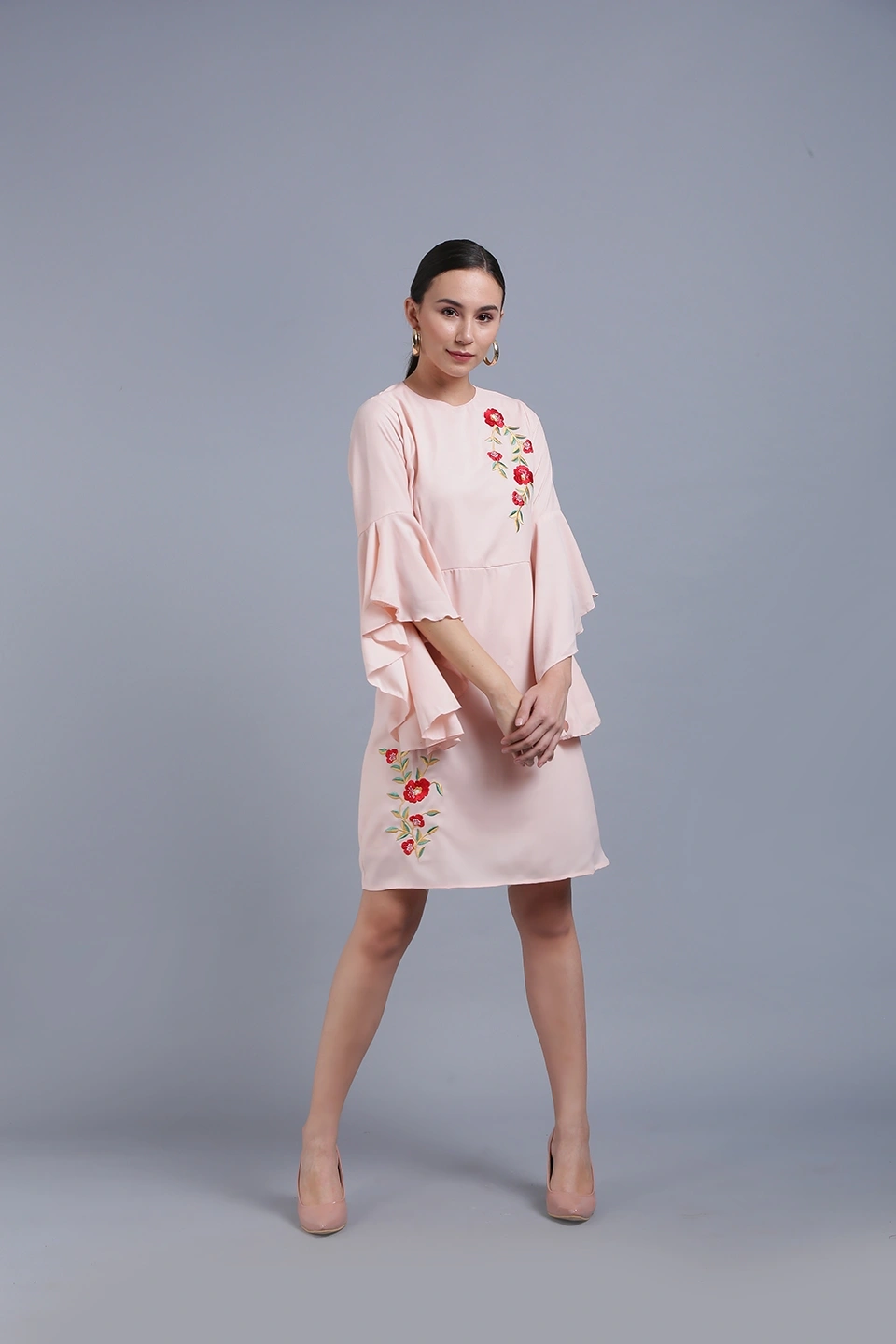 Embroidery Dress-30-32 (XL)-Peach-3