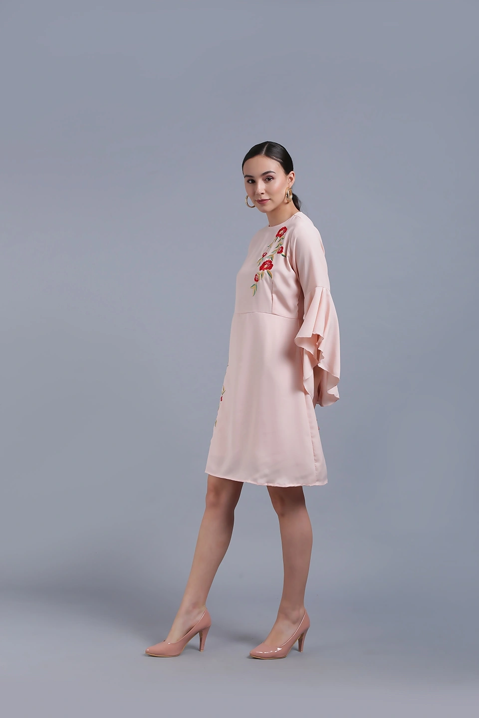 Embroidery Dress-30-32 (XL)-Peach-4