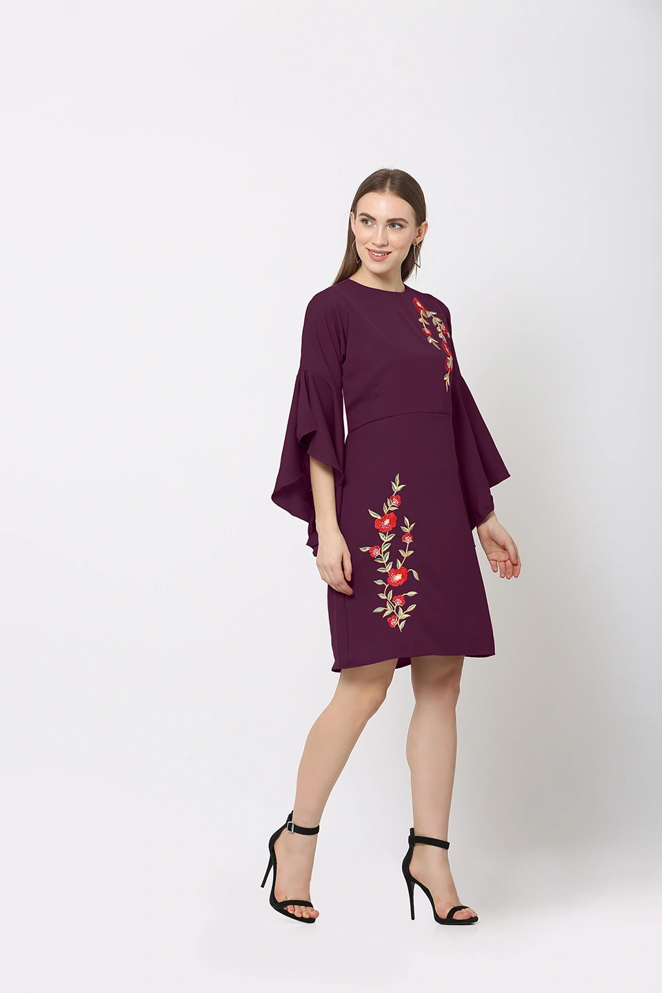 Embroidery Dress-Purple-30-32 (XL)-3