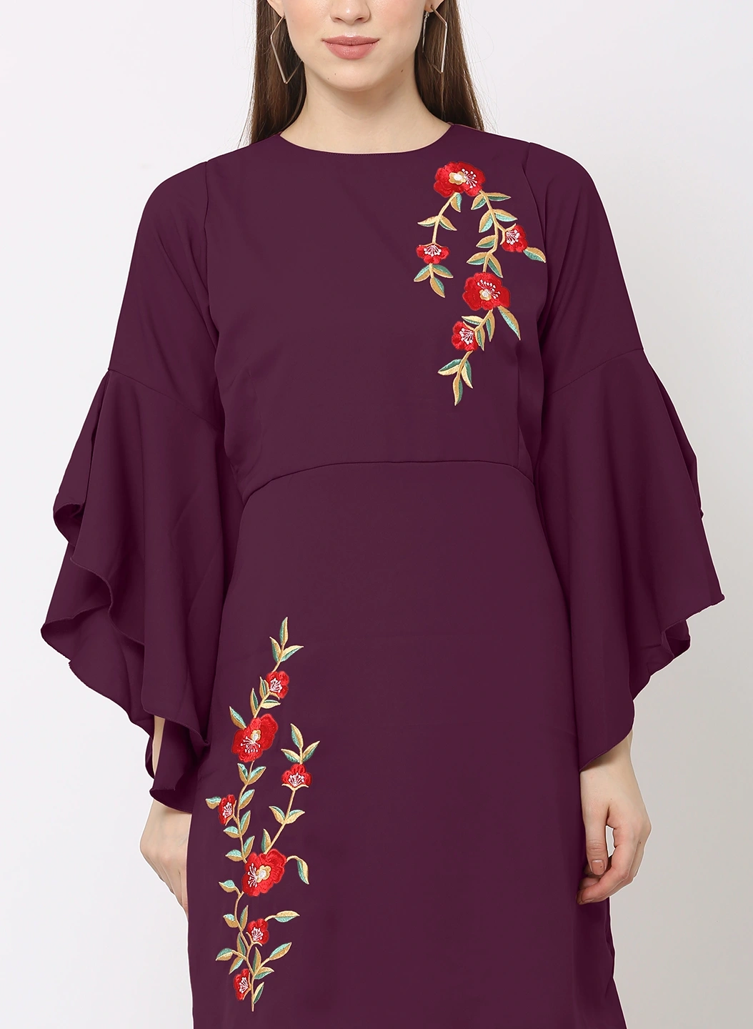 Embroidery Dress-Purple-30-32 (XL)-4