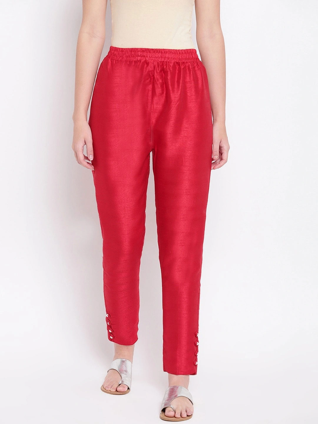 Cotton Silk Pant-Red-30-32 (XL)-1