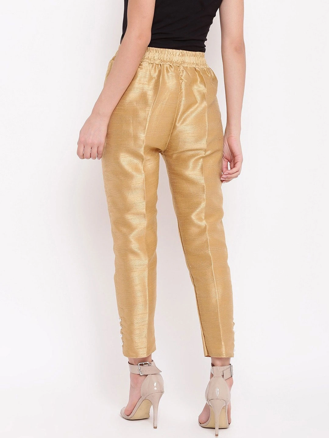 Cotton Silk Pant-Golden-34 (XL)-3