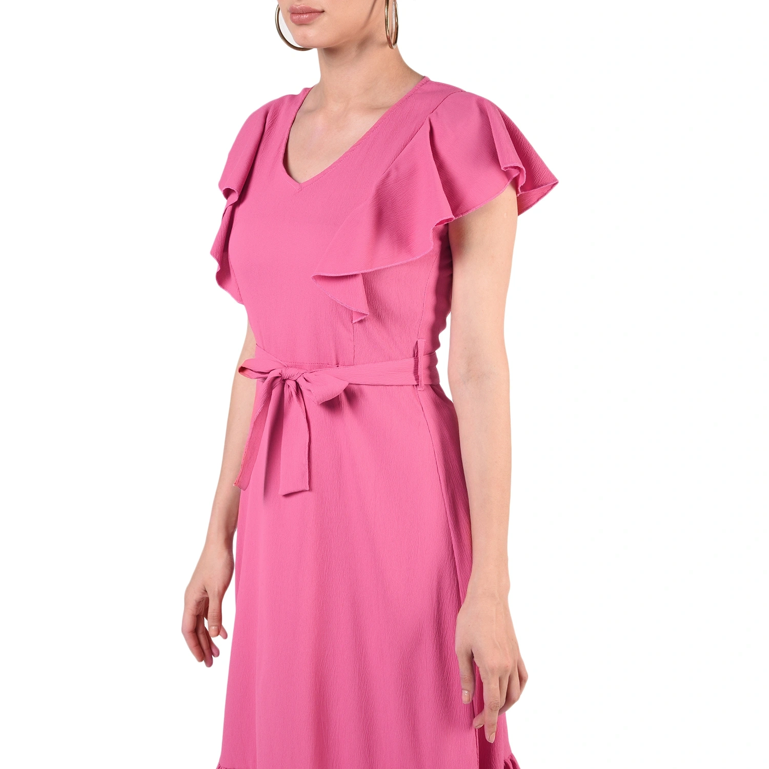 Ruffled Long Dress-Pink-30-32 (XL)-2