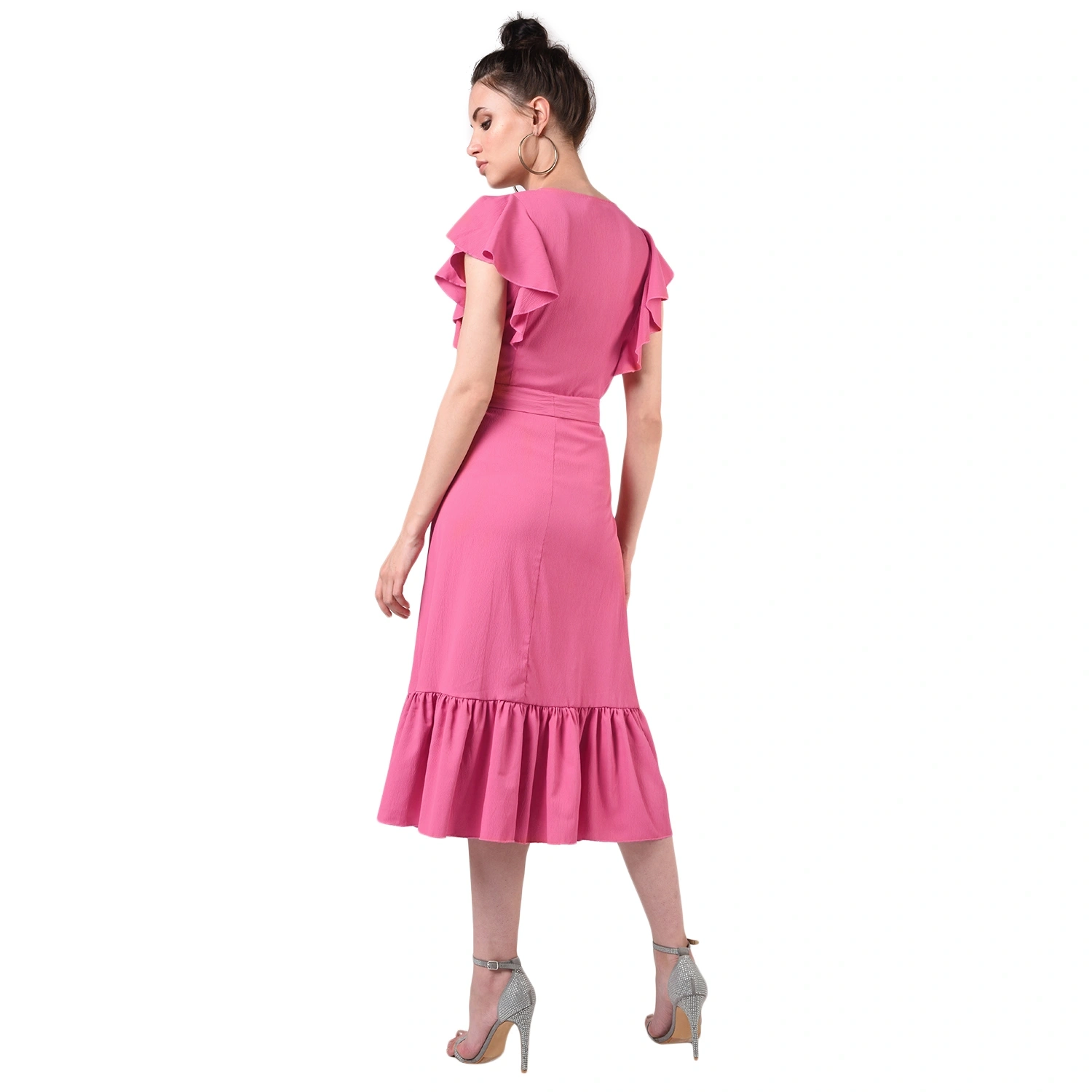 Ruffled Long Dress-Pink-30-32 (XL)-3