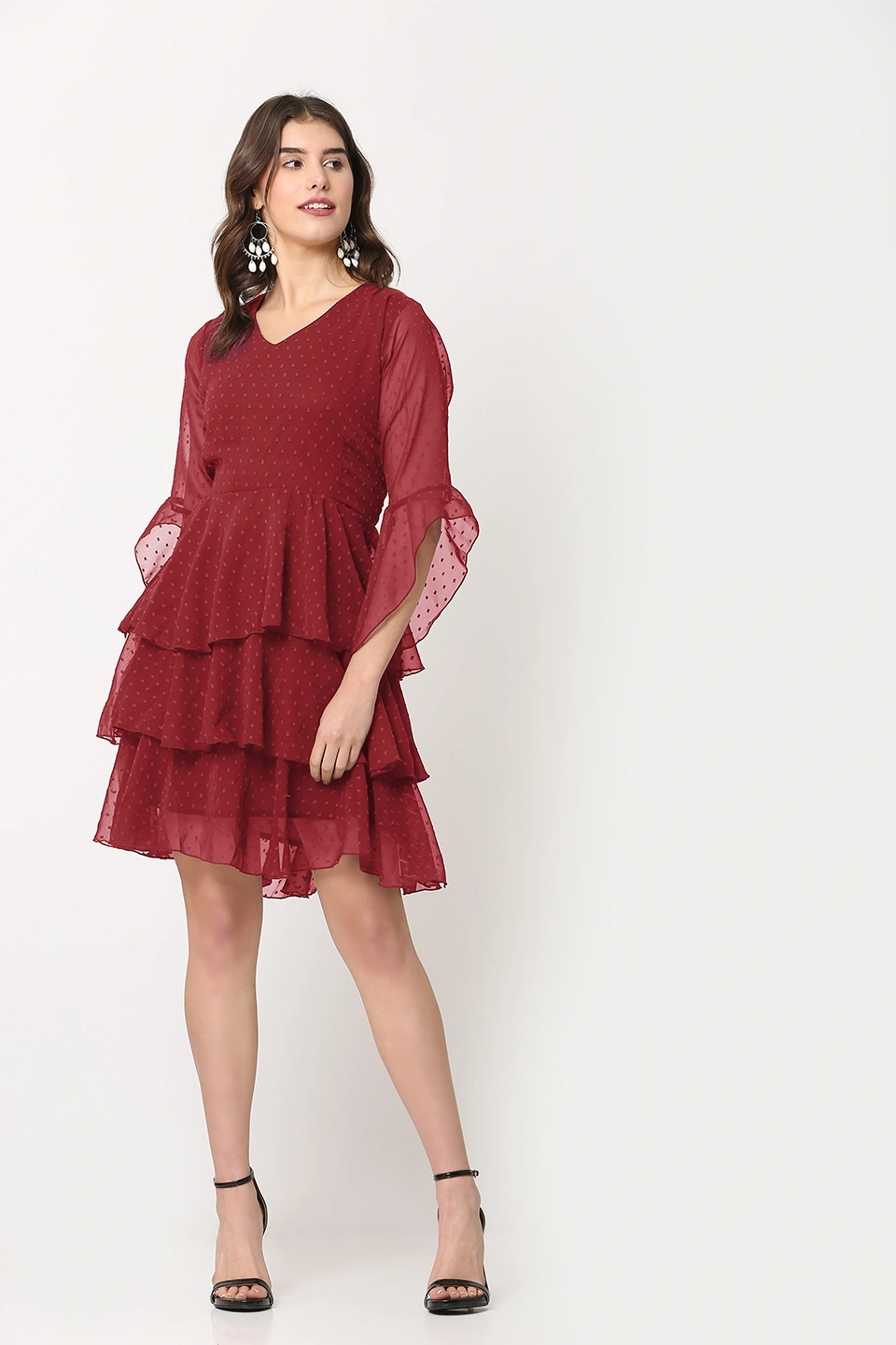 Swiss Dress-Maroon-30-32 (XL)-1