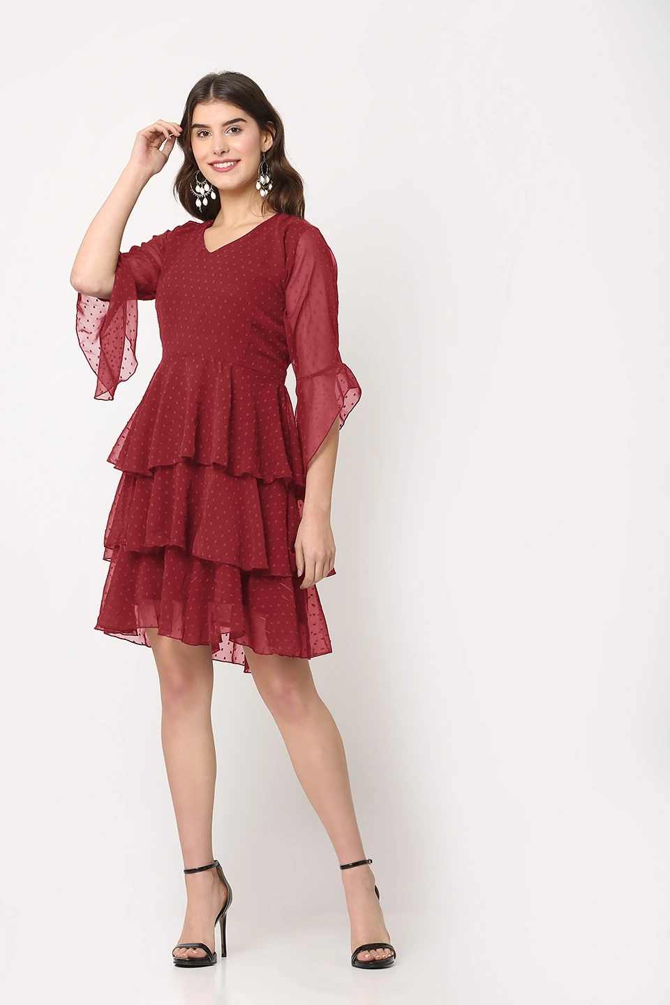 Swiss Dress-Maroon-30-32 (XL)-3