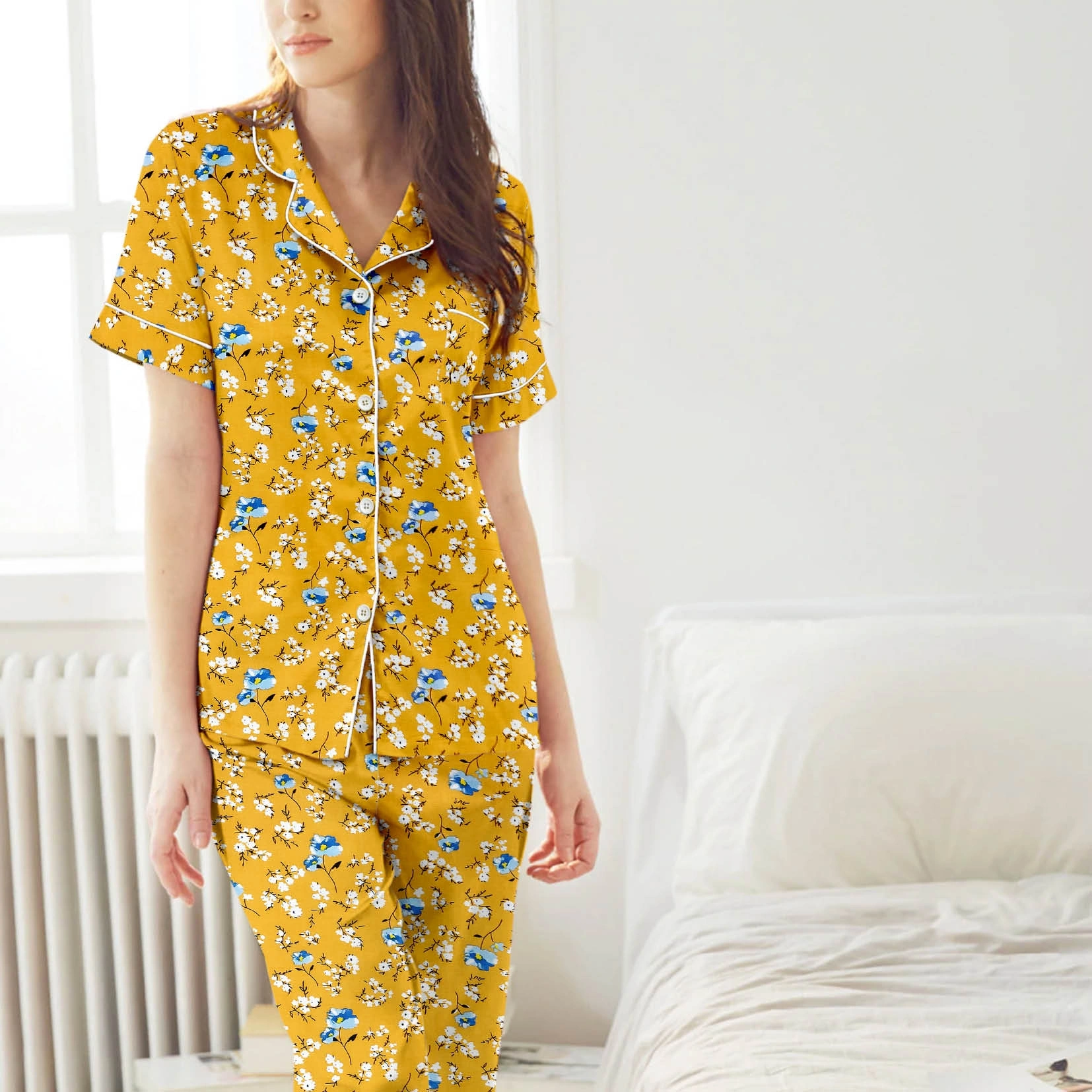 Rayon Nightsuit-Yellow-1