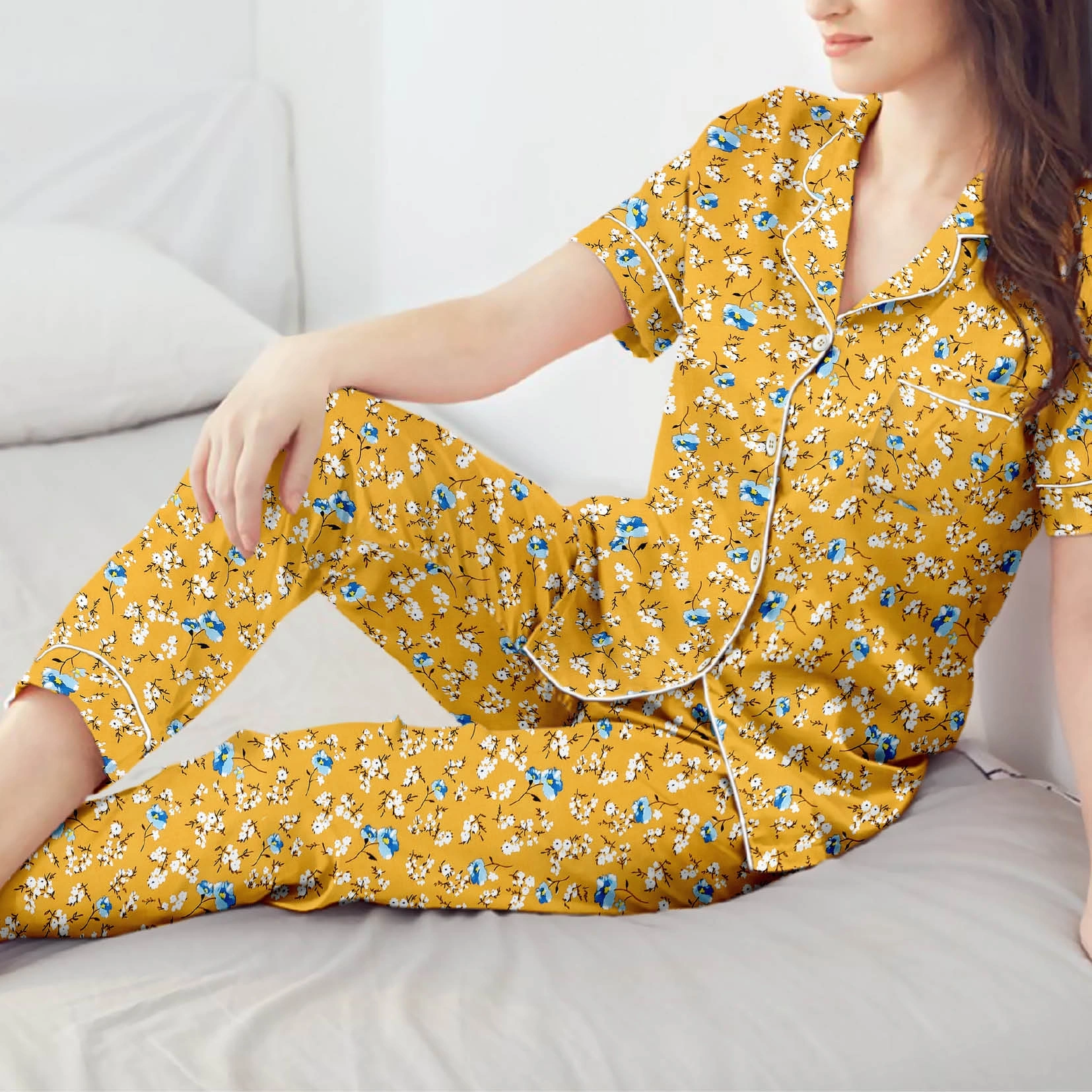 Rayon Nightsuit-Yellow-3