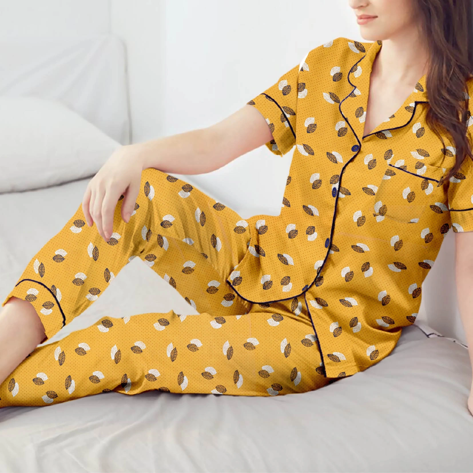 Rayon Nightsuit-Light Yellow-1