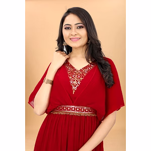 Strappy Pleated Flared Gown