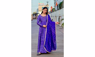 Royal Bandhani Gown (Full Stitch)