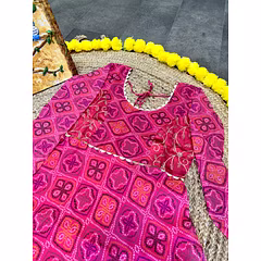 Designer Rani Bandhani Gown (Full Stitch)