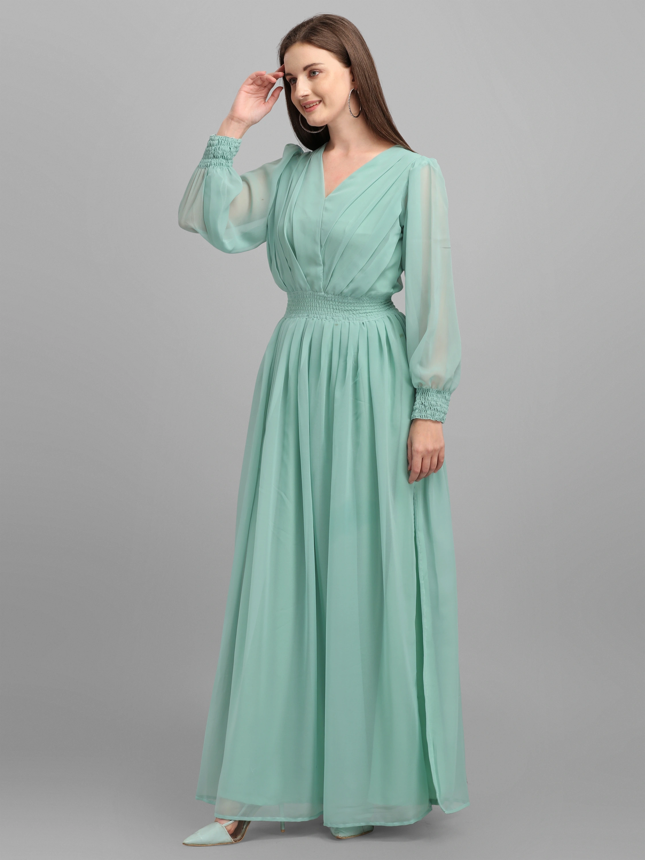 Side Slit Long Dress (Full-stitch)-2