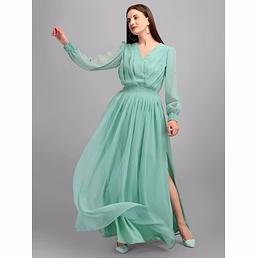 Side Slit Long Dress (Full-stitch)