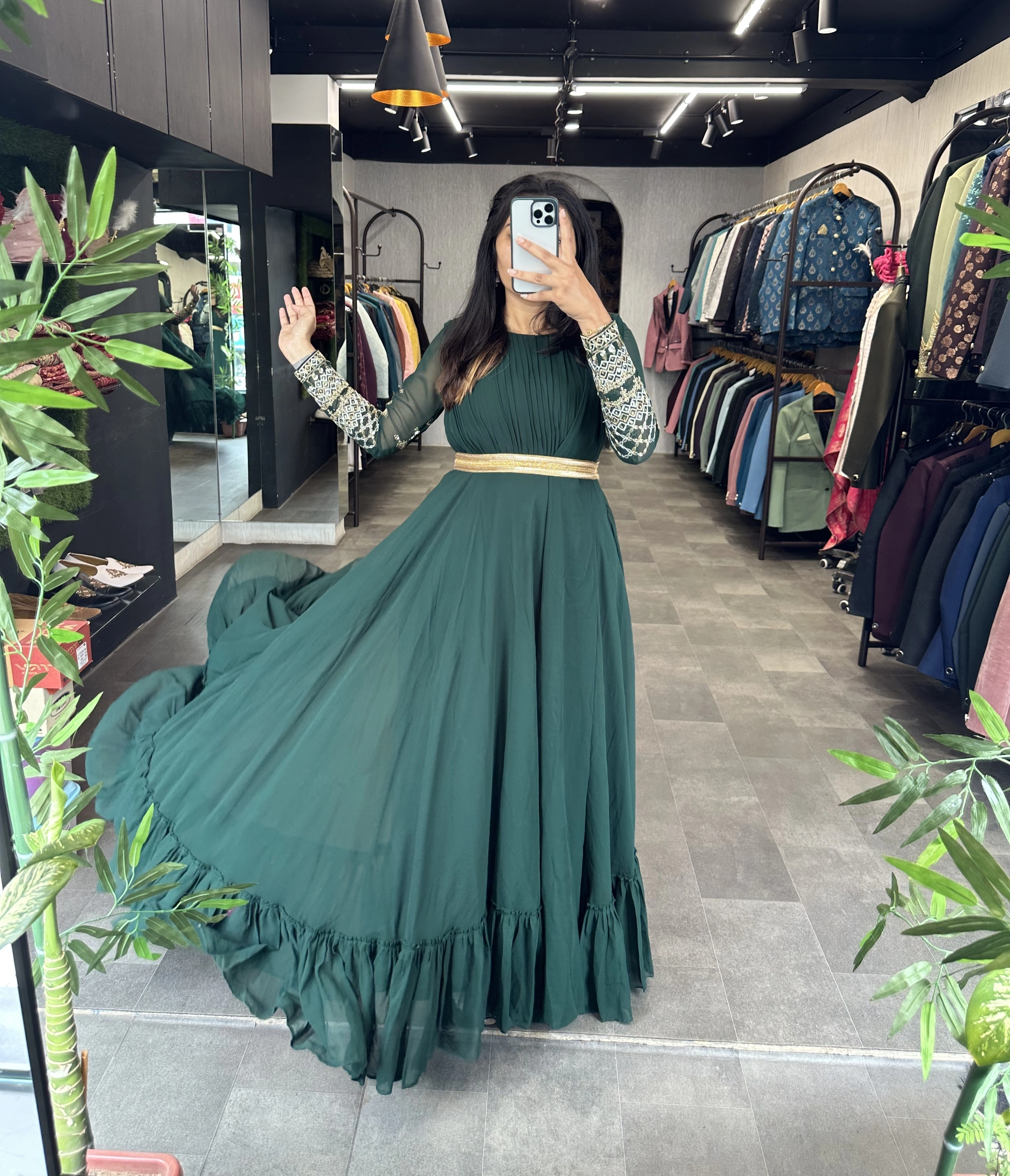 Hunter Green Gown  (Full Stitch)-2