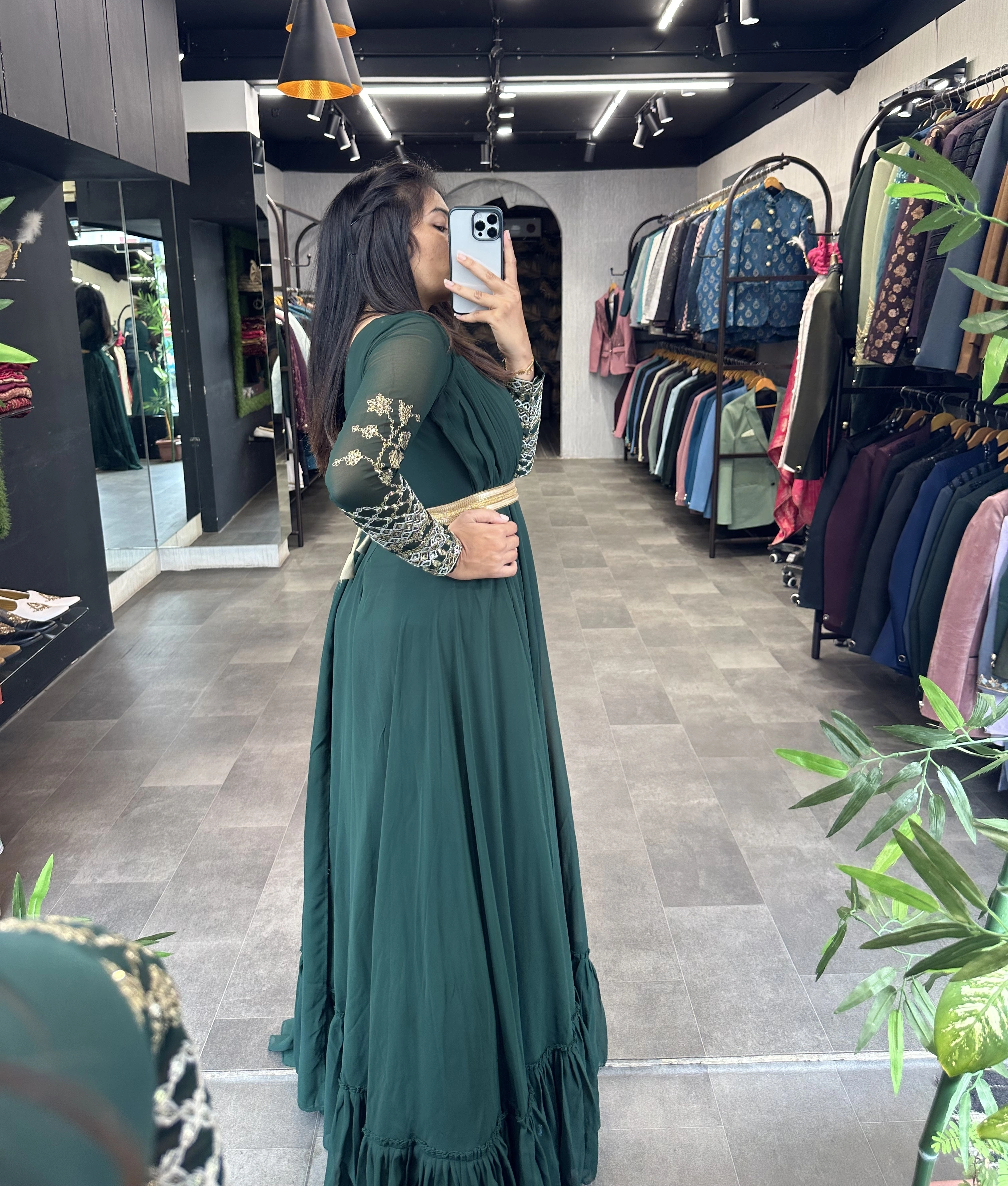 Hunter Green Gown  (Full Stitch)-3