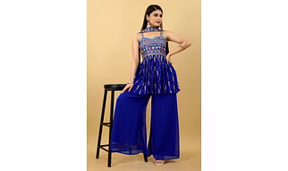 Sweetheart Top Palazzo With Dupatta (Full-Stitch)
