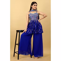 Sweetheart Top Palazzo With Dupatta (Full-Stitch)