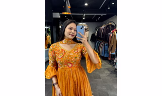 Mango Cocktail Palazzo Top  With Dupatta (Full-Stitch)