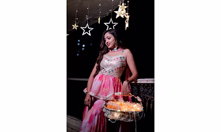 Rose Pink & Green Sharara Set