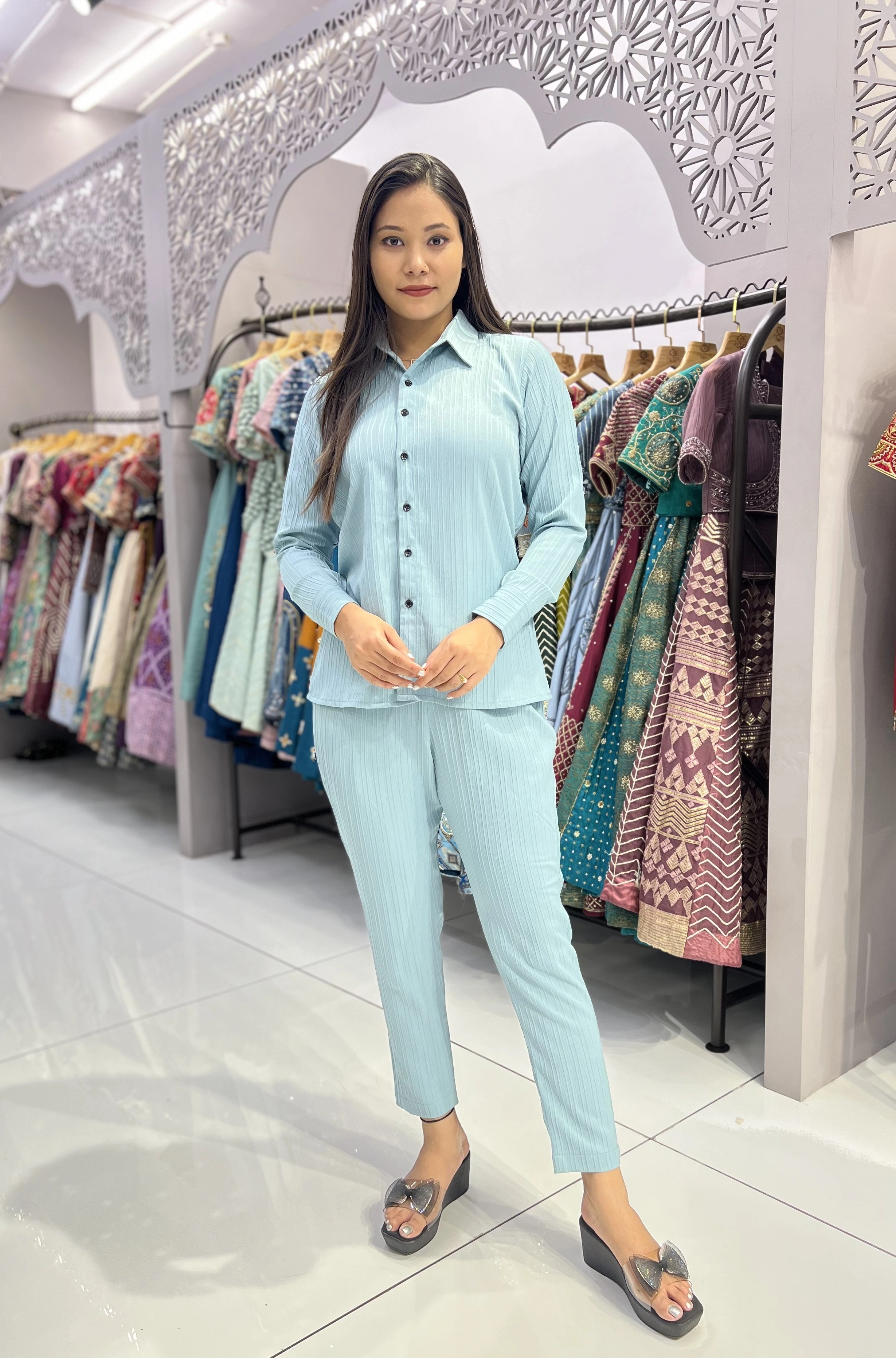 Designer Ladies Shirt  Pant(Full Stitch)-1