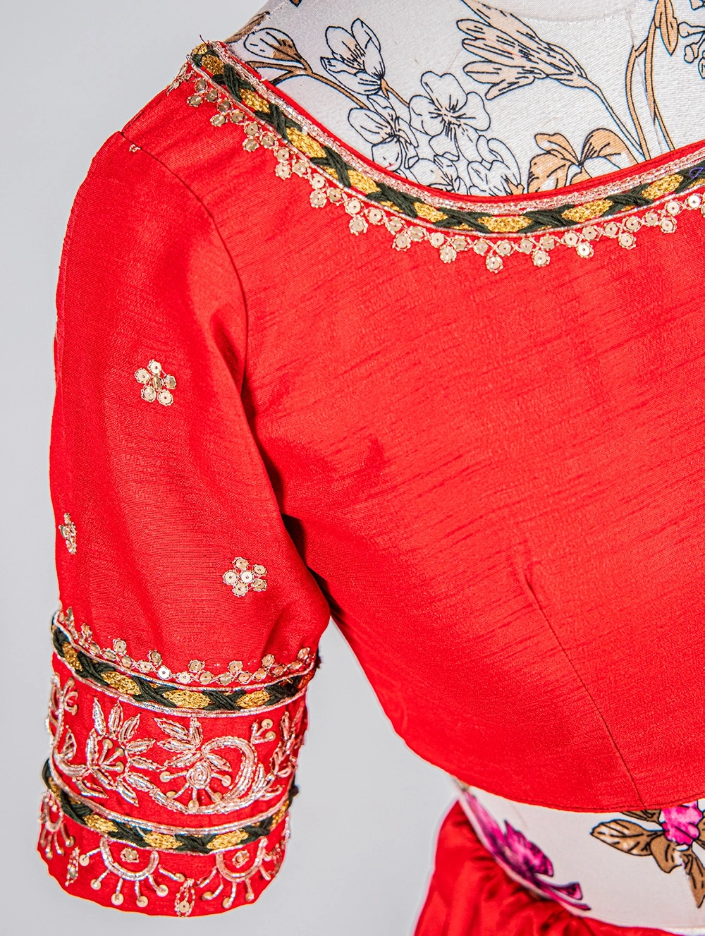 Red Paithani Lehenga choli-Red-2